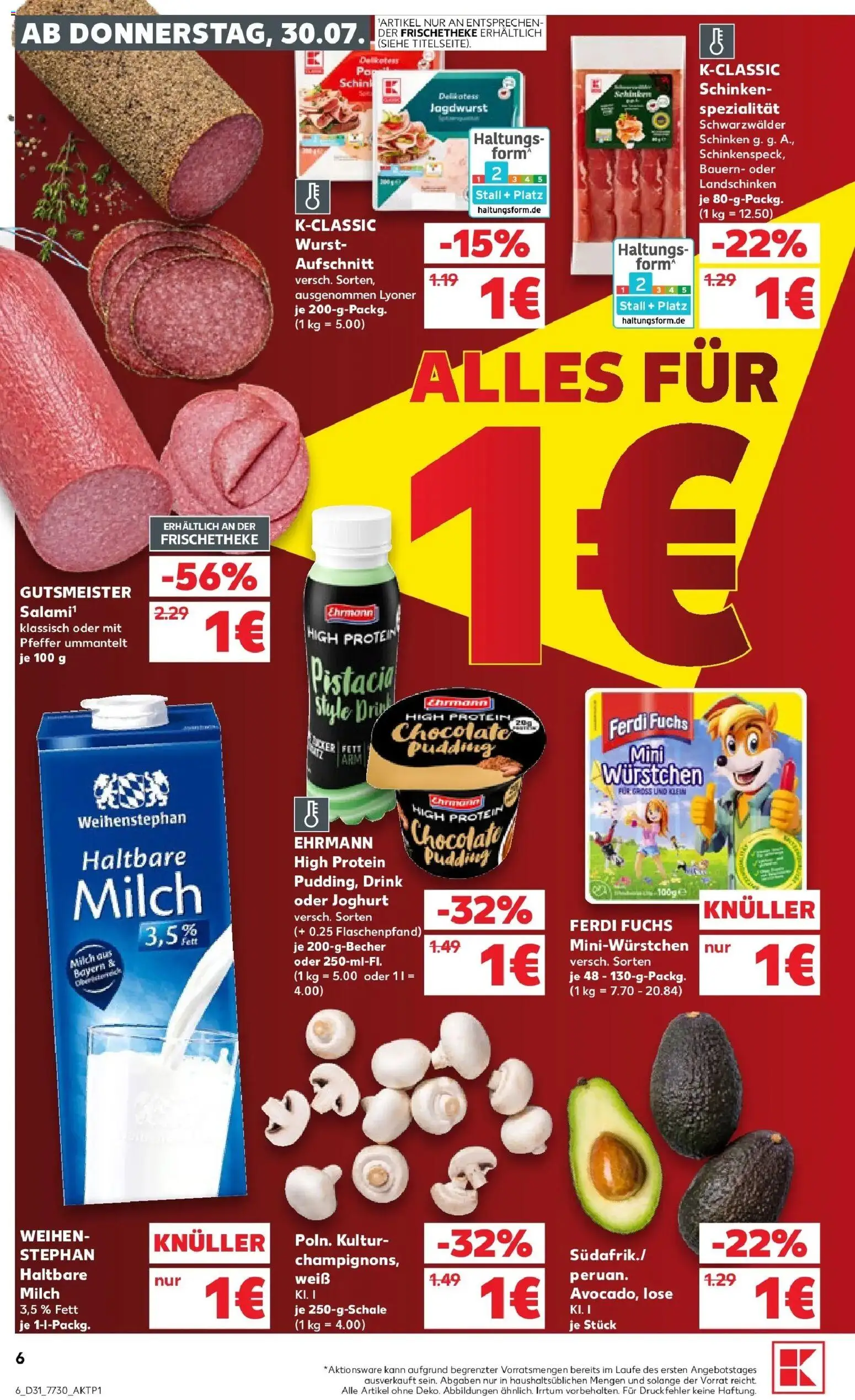 Kaufland Prospekt Kulmbach – gültig ab 30.07.2026 | Seite: 6 | Produkte: High protein pudding, Joghurt, Pudding, Wurst