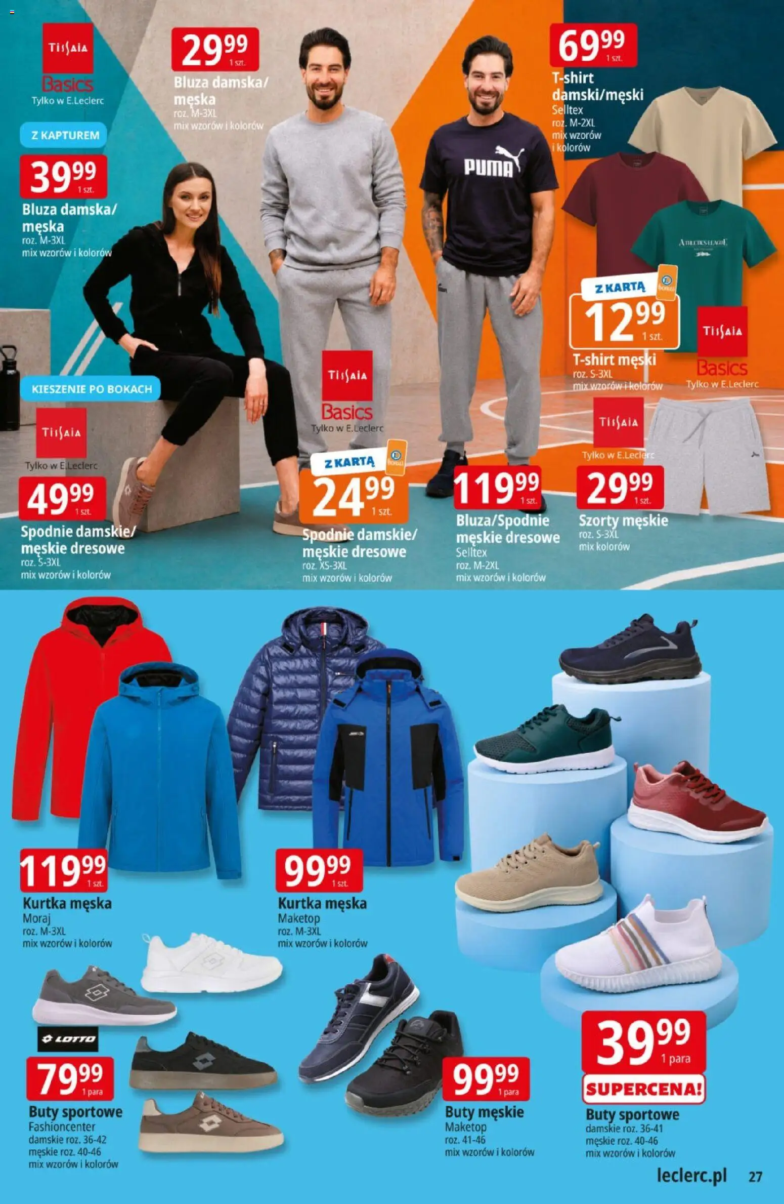 E.Leclerc gazetka od 11.08.2026 | Strona: 27 | Produkty: Kurtka, Spodnie, Buty, Buty męskie