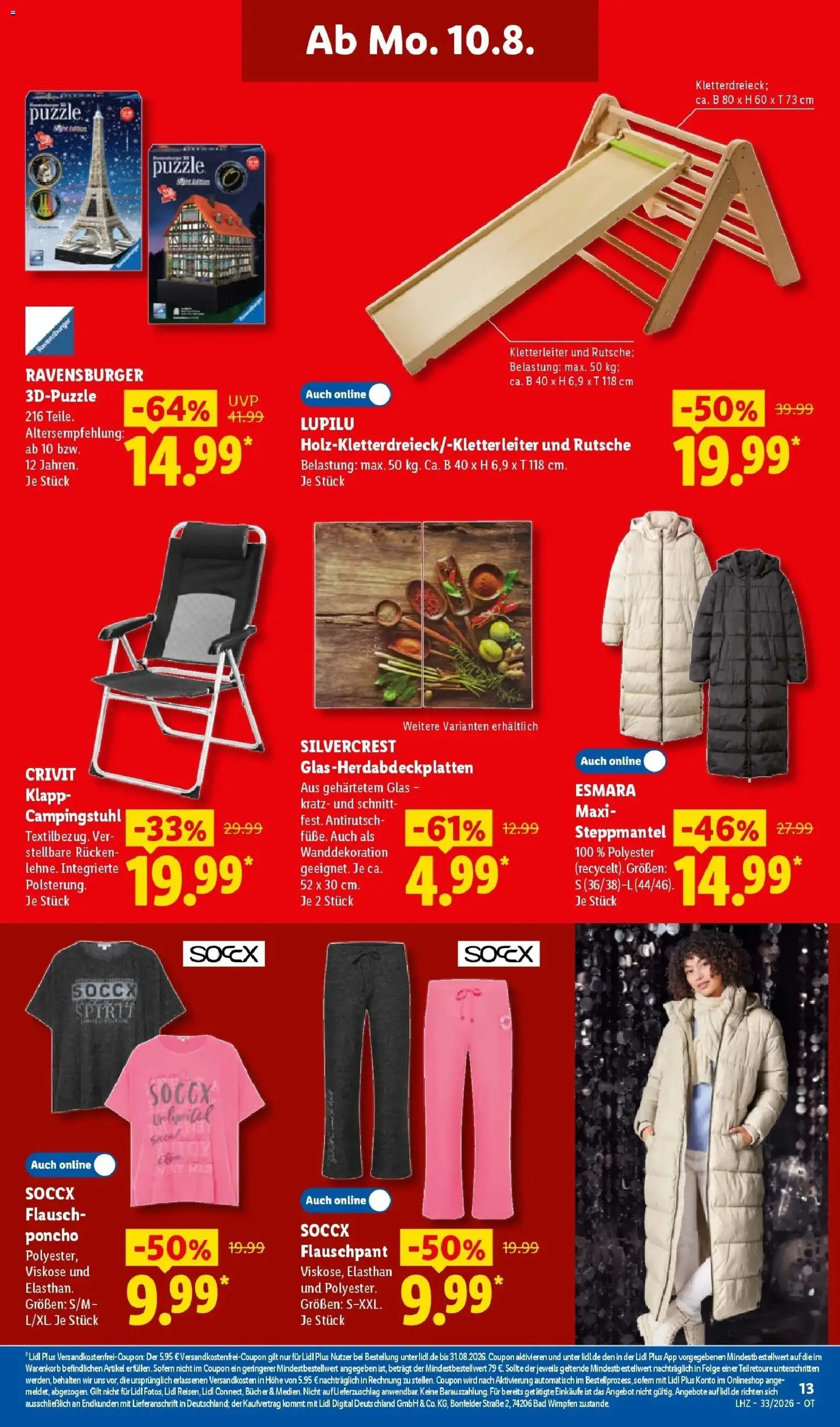 Lidl Prospekt Malchow (ab 10.08.2026) zum Blättern » Angebote | Seite: 29 | Produkte: Steppmantel, Poncho, Bad