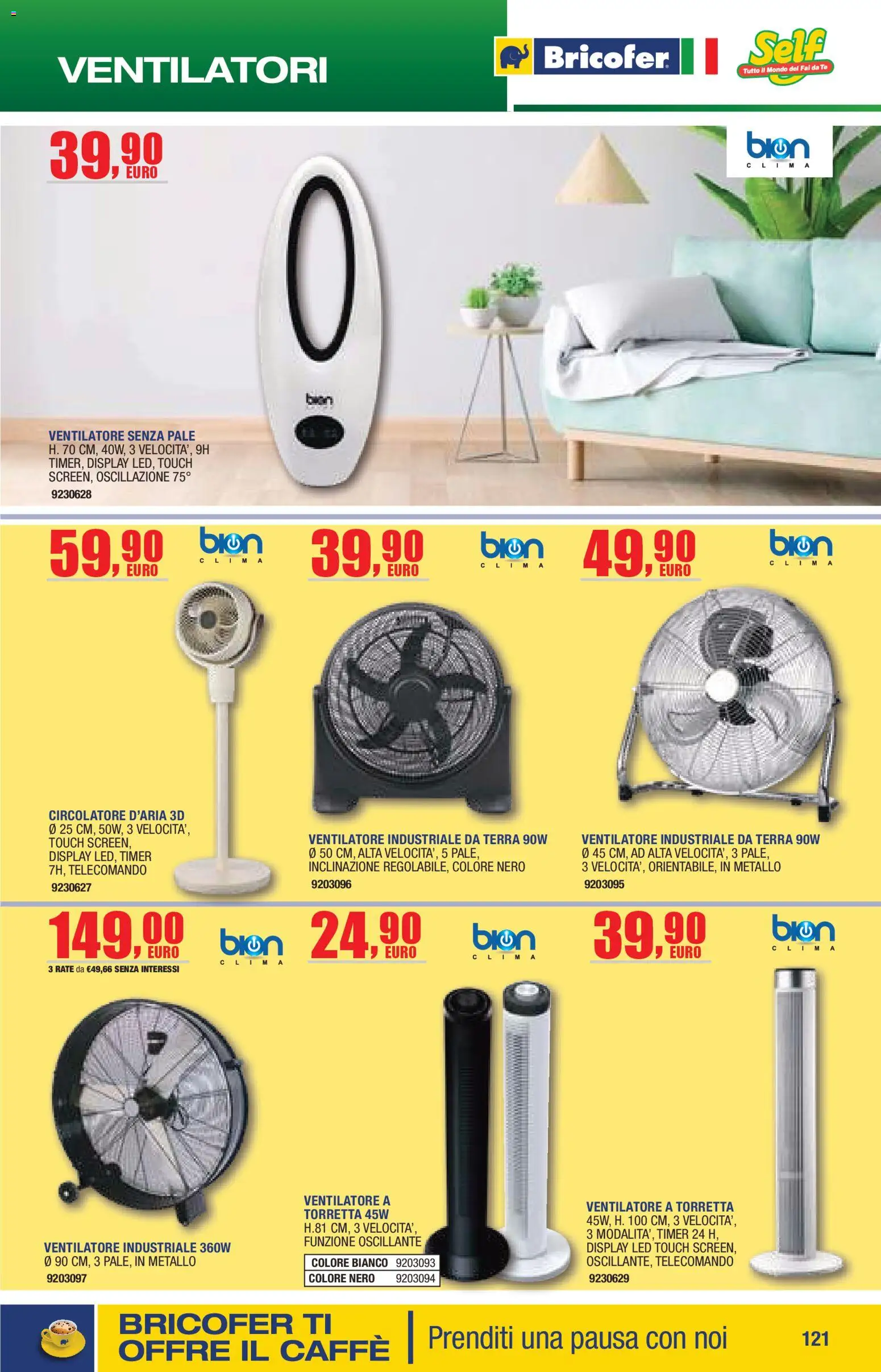 Volantino Bricofer del 14/04/2026 | Pagina: 121 | Prodotti: Ventilatore, Telecomando, Lima, Terra