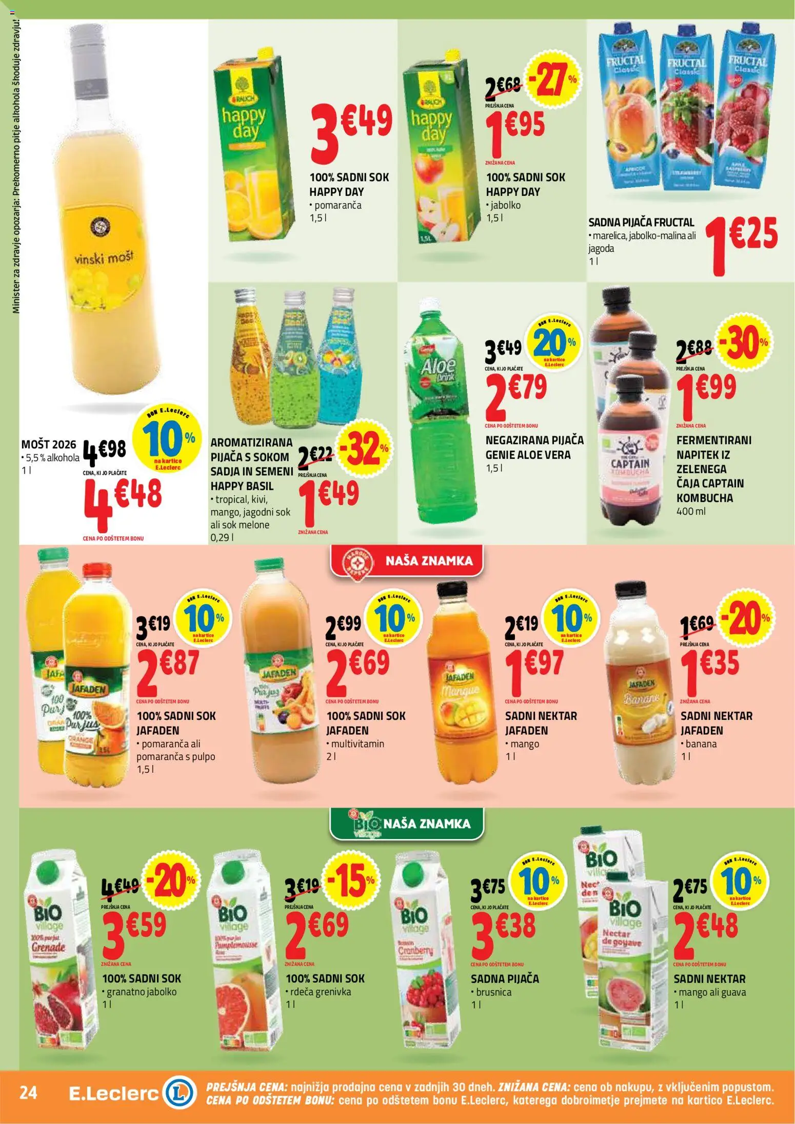 Novi E.leclerc katalog ponudbe – veljaven od 07.10.2026 | Stran: 24 | Izdelki: Aloe Vera, Sok, Banane, Grenivka