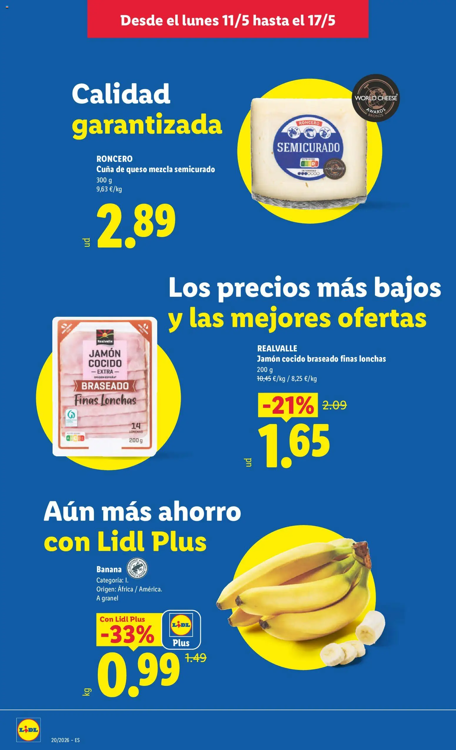Lidl folleto │ válido desde el 11.05.2026 | Página: 2 | Productos: Queso, Jamón, Jamón cocido, Cuna