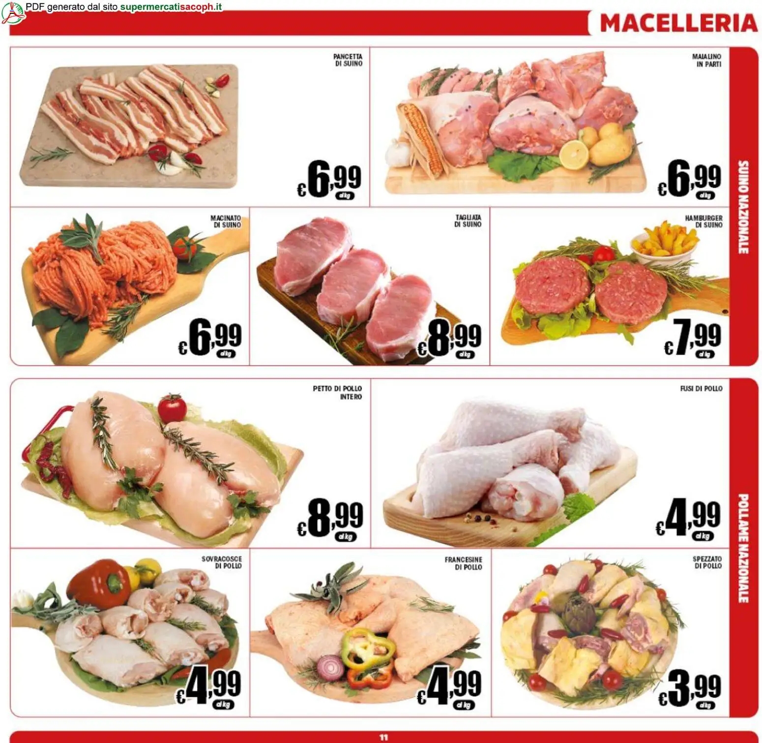 Volantino Sacoph del 10.06.2026 | Pagina: 11 | Prodotti: Pancetta, Suino, Hamburger, Macinato