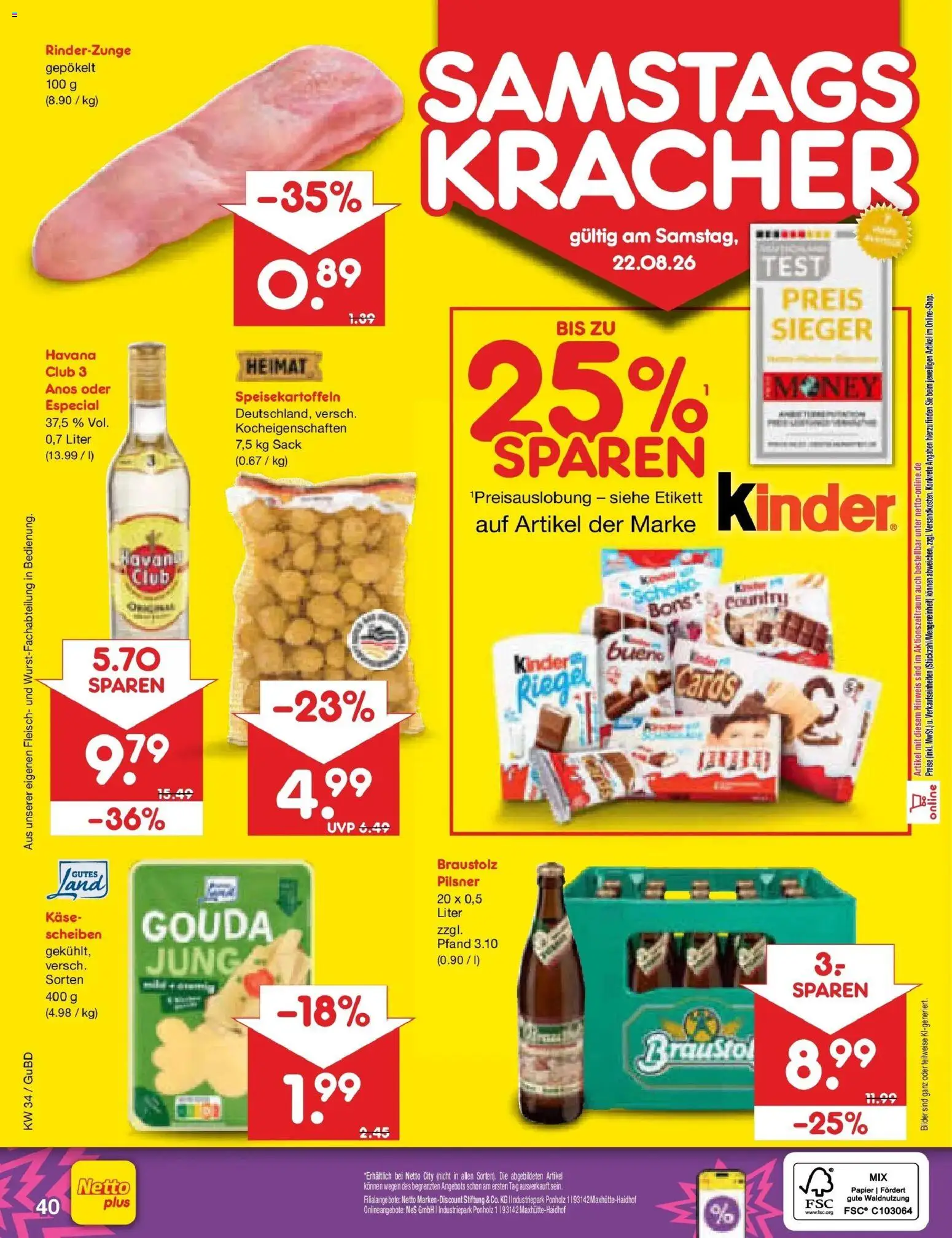 Netto Marken-Discount Prospekt Augustusburg – gültig ab 17.08.2026 | Seite: 62 | Produkte: Havana club, Kinder bueno, Bilder, Fleisch