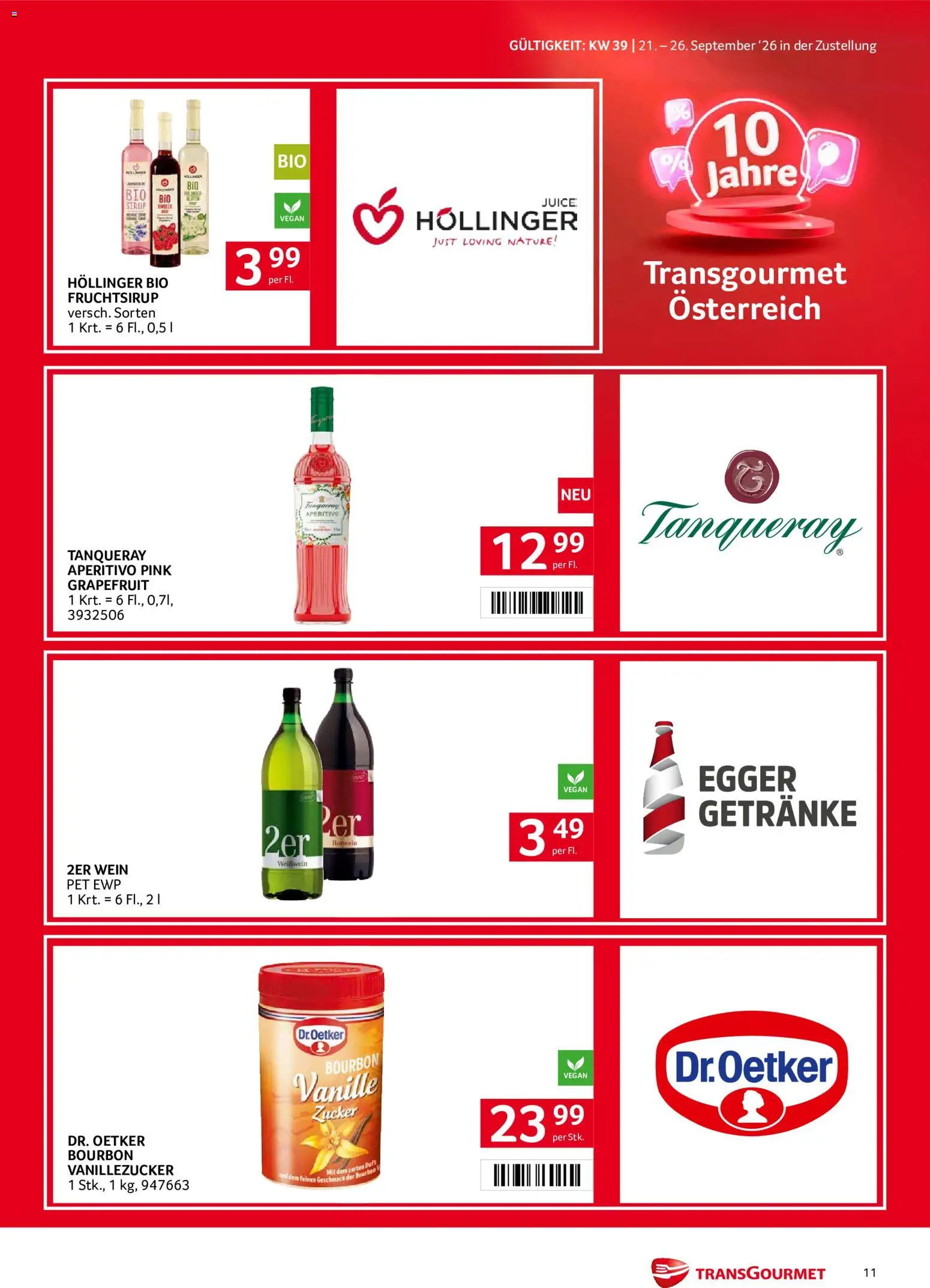 Transgourmet Zustellaktion gültig ab 20.09.2026 | Seite: 11 | Produkte: Grapefruit, Zucker, Rotwein, Bourbon