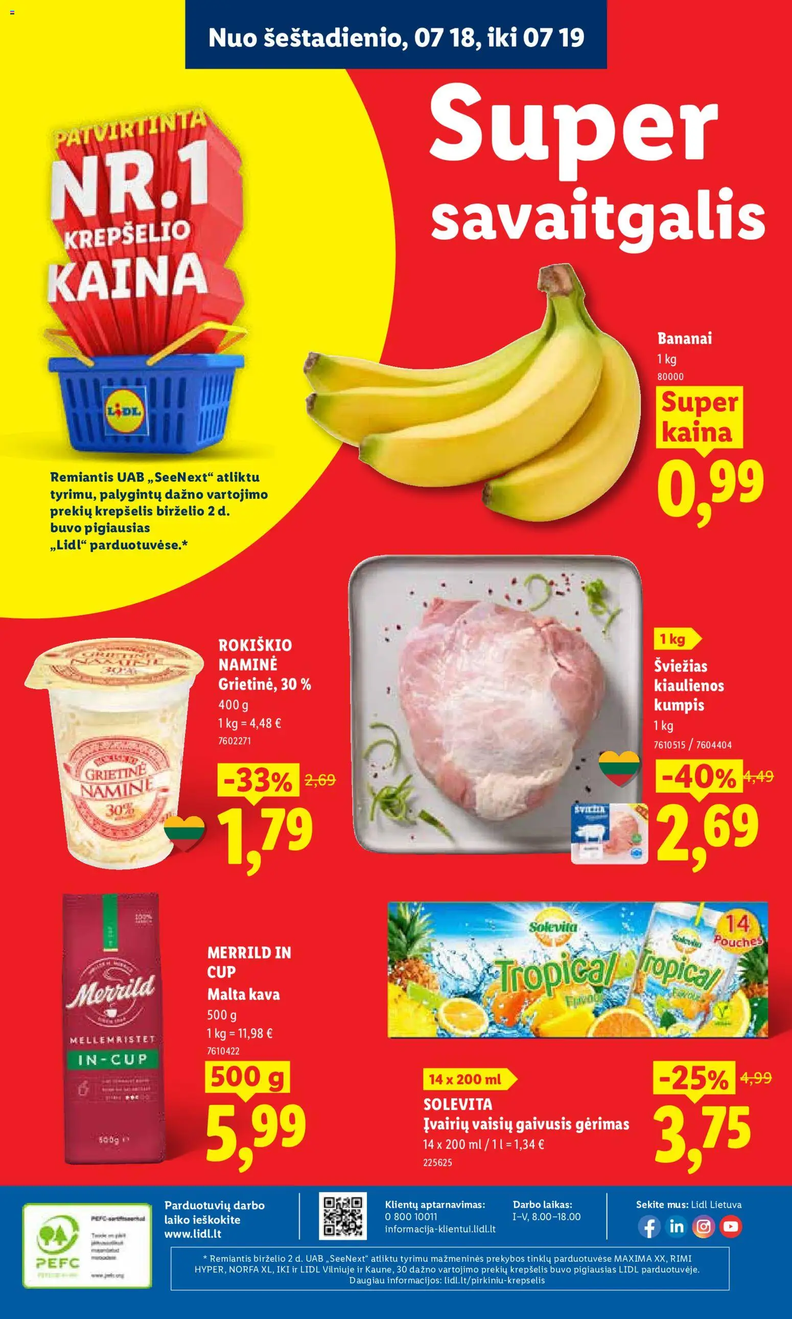LIDL akcijos nuo 2026.07.13 | Puslapis: 40 | Prekių: Gaivusis gėrimas, Kava, Kumpis, Bananai
