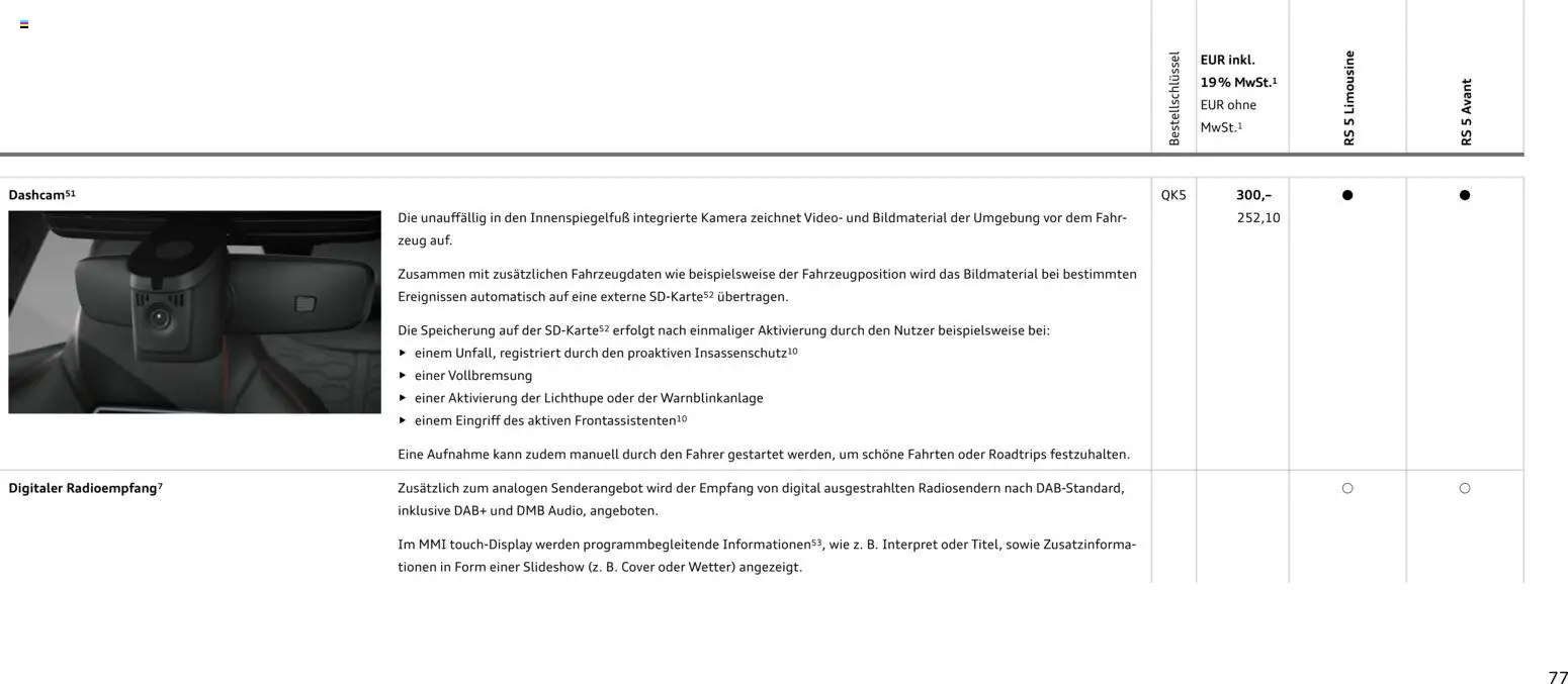 Audi RS 5 Limousine / RS 5 Avant – gültig ab 01.04.2026 | Seite: 77 | Produkte: Samsung, Smartphones, Apple, Smartphone