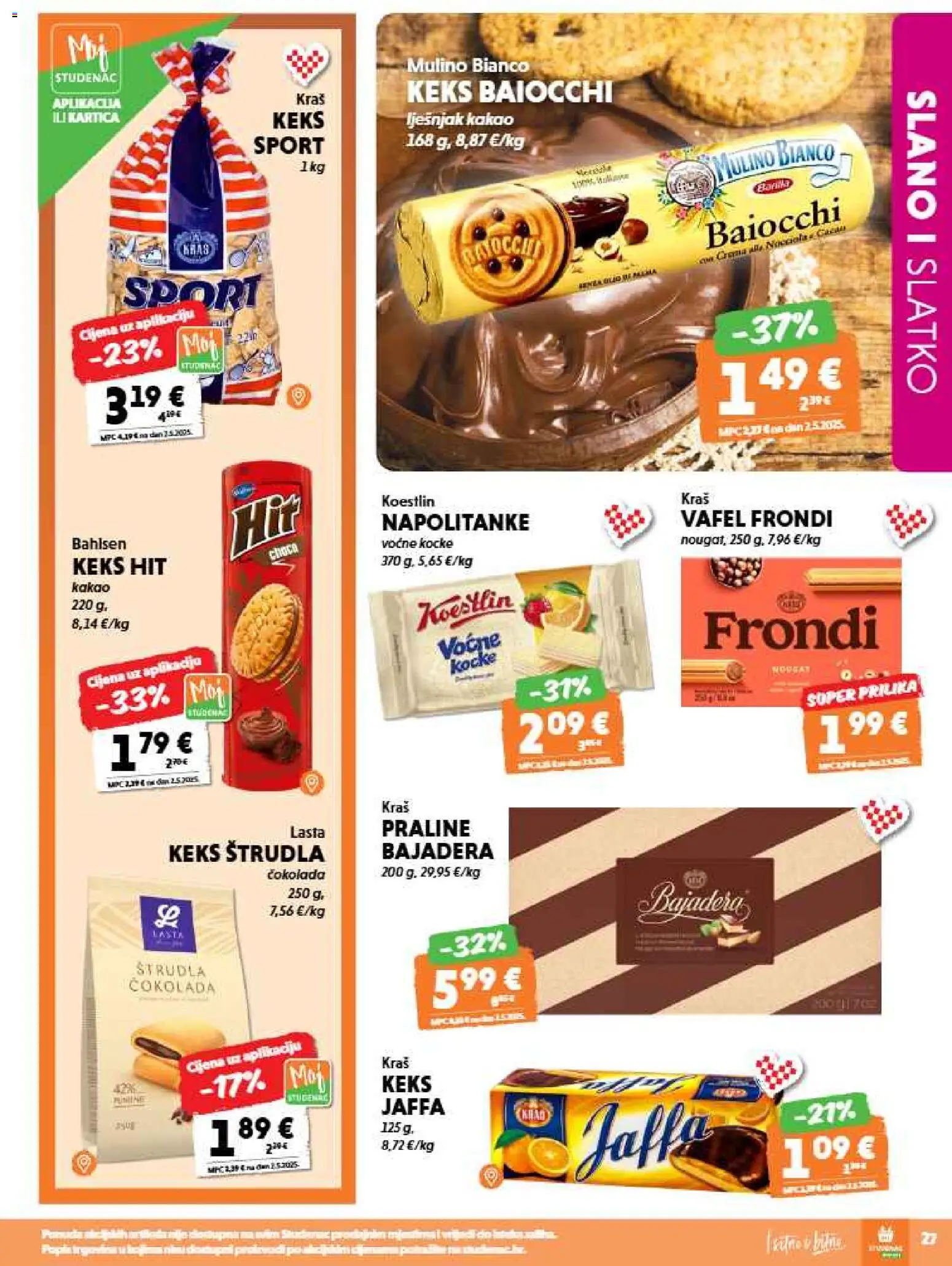 Studenac katalog | vrijedi od 12.08.2026 | Stranica: 27 | Proizvodi: Praline, Čokolada, Napolitanke, Kakao