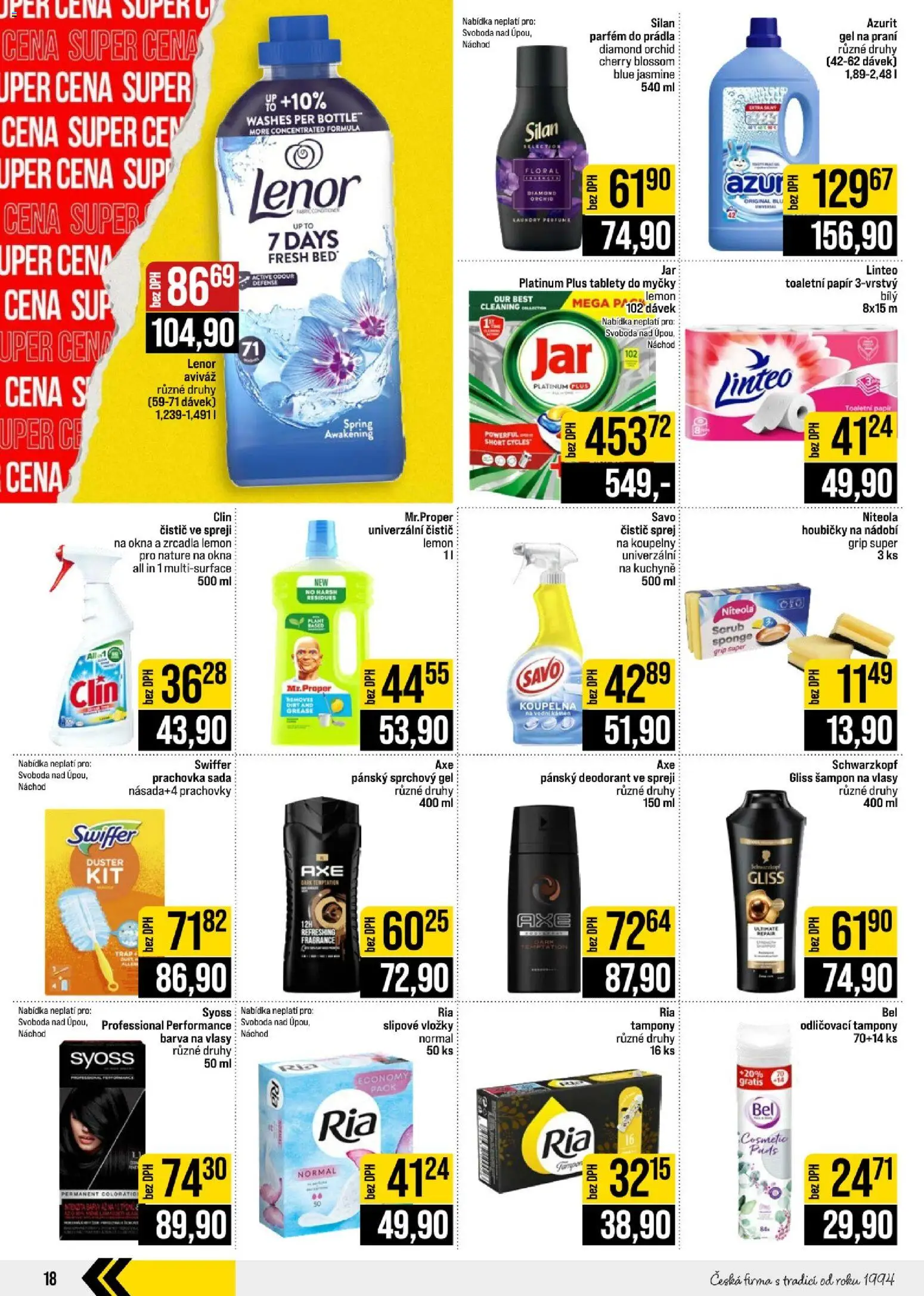 Jip leták - Cash & Carry od 02.09.2026 | Strana: 18 | Produkty: Sprchový gel, Aviváž, Nádobí, Vložky