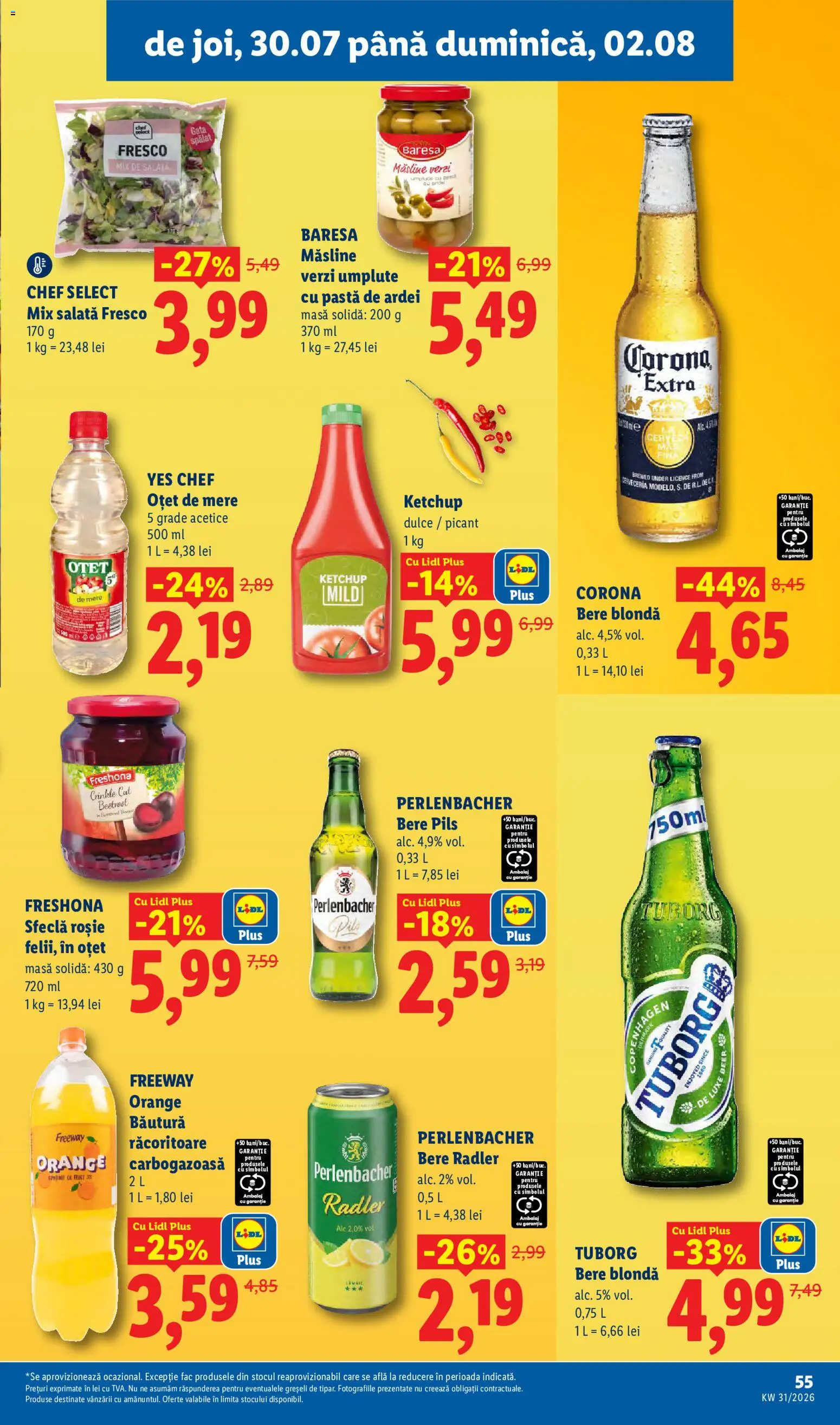 Noul catalog Lidl – valabil de la 27.07.2026 | Pagină: 55 | Produse: Masă, Apple, Ketchup, Sfeclă