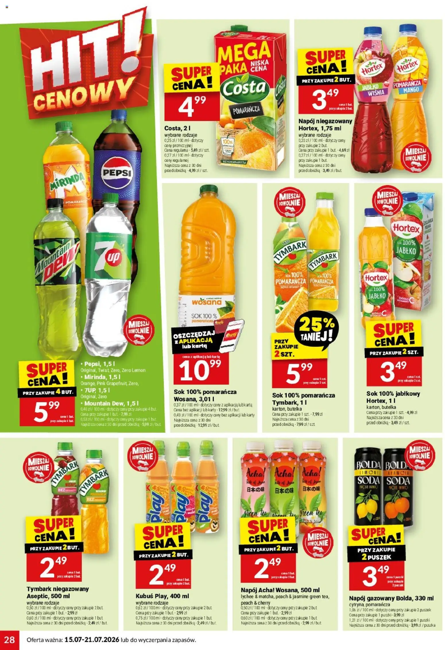 Twój Market gazetka od 15.07.2026 | Strona: 28 | Produkty: Mango, Karta, Pepsi, Sok