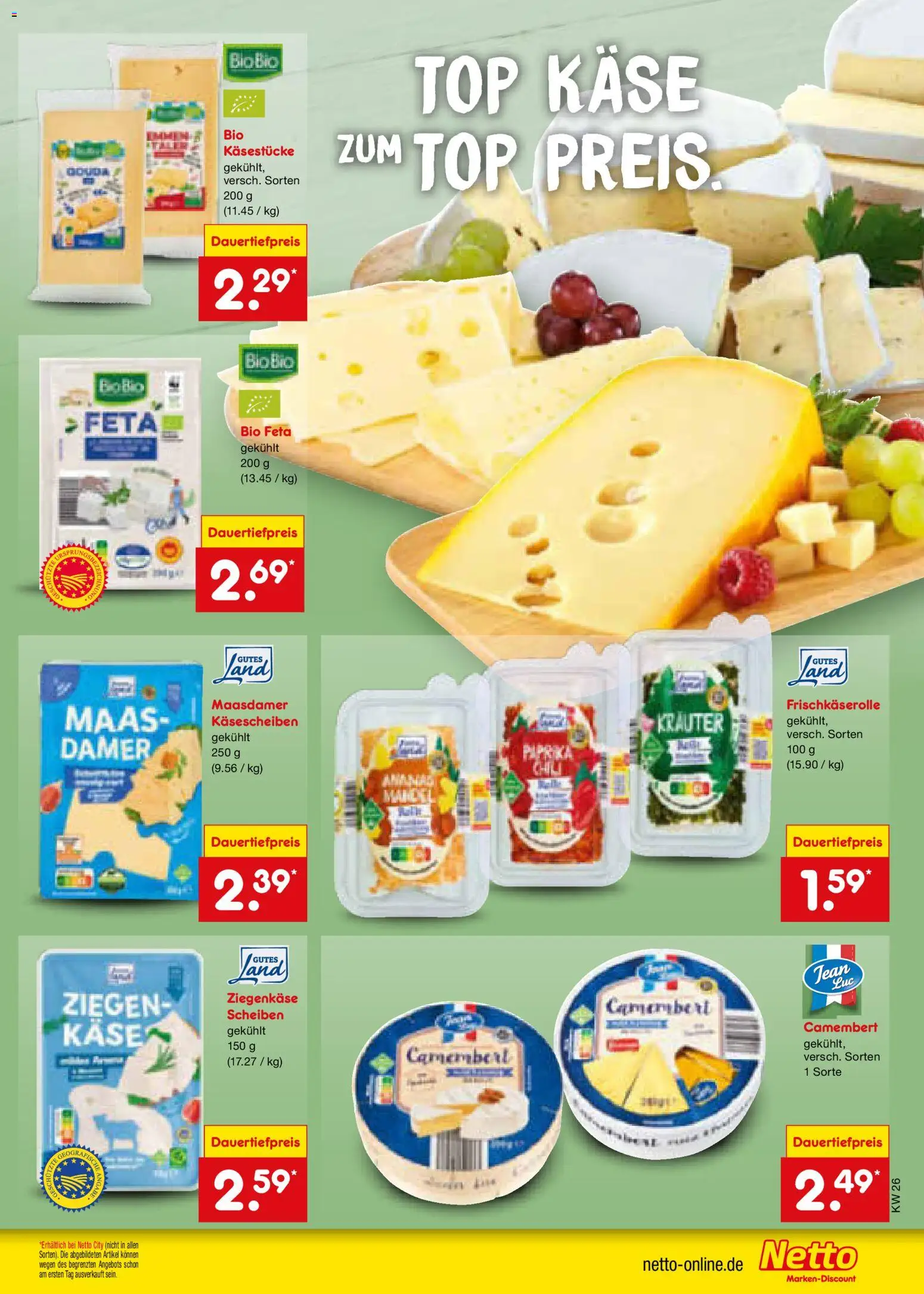 Netto Marken-Discount Prospekt – gültig ab 22.06.2026 | Seite: 29 | Produkte: Top, Feta, Käse, Ziegenkäse