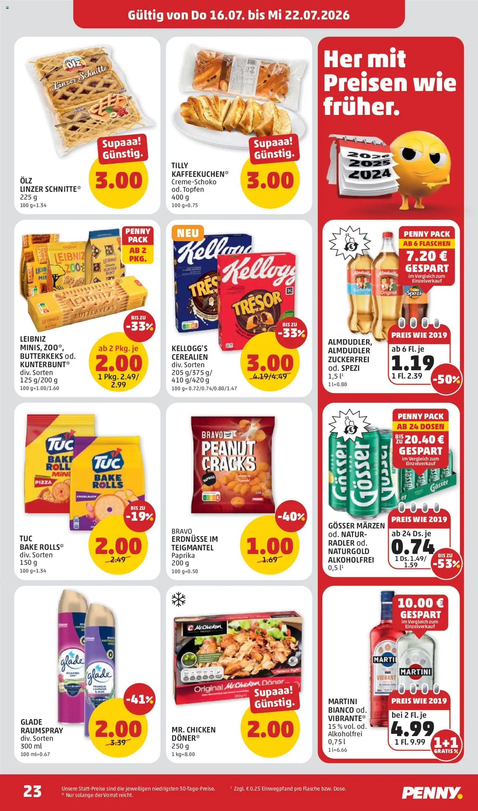 Penny Markt Flugblatt gültig ab 16.07.2026 | Seite: 23 | Produkte: Knoblauch, Erdnüsse, Radler, Pizza
