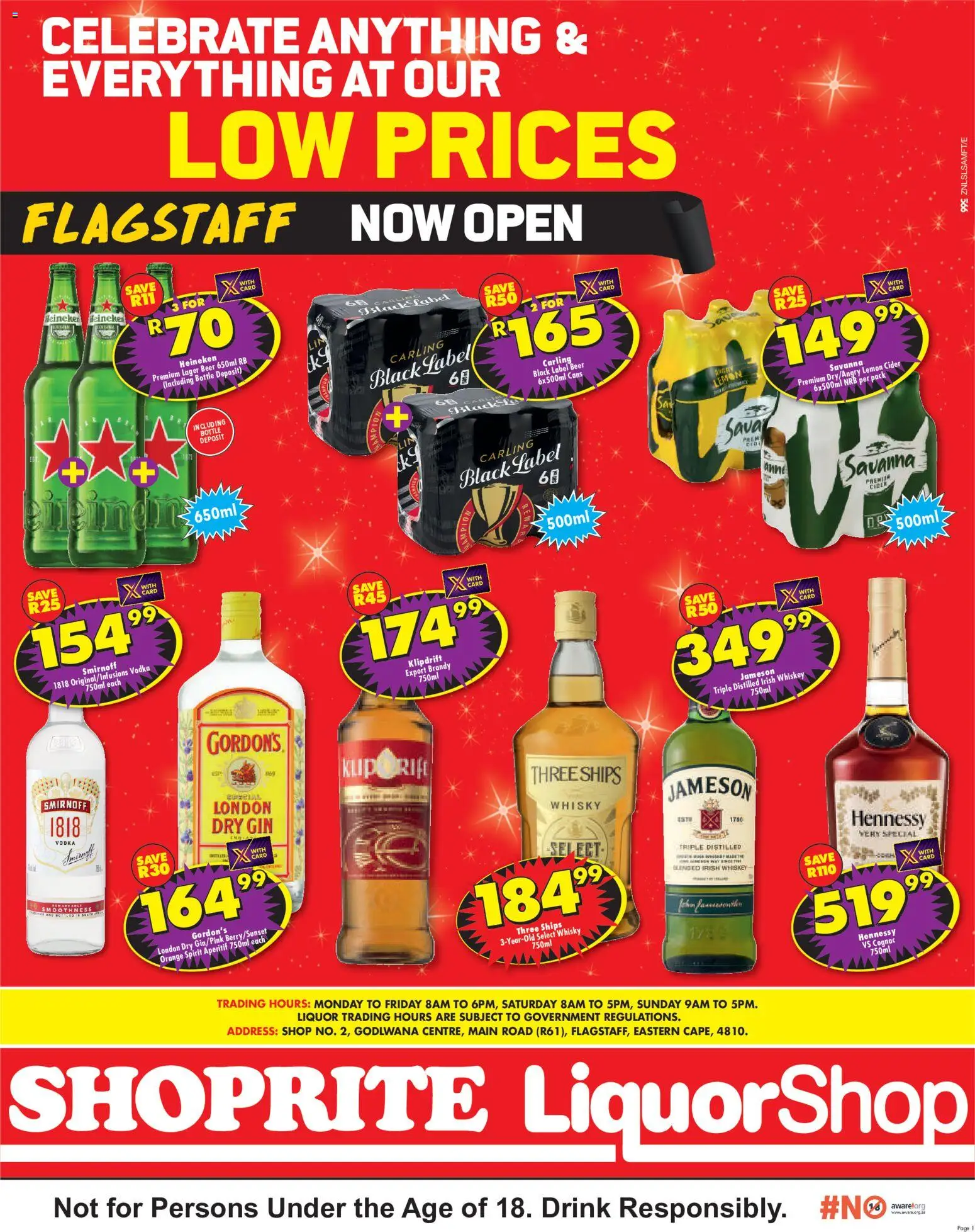 New Shoprite catalogue – valid from 25.05.2026 | Page: 1 | Products: Brandy, Vodka, Whiskey, Lemon
