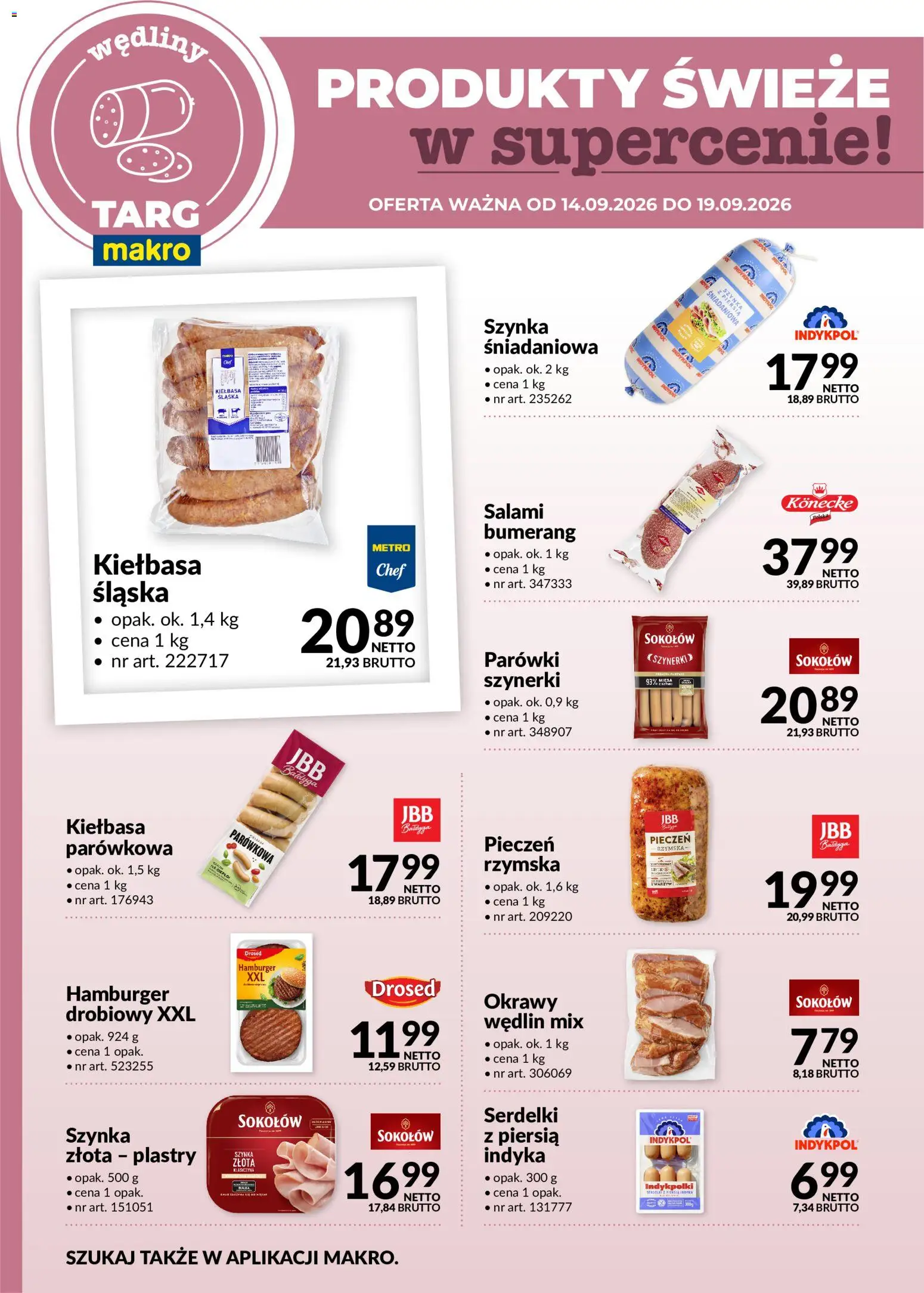 Makro gazetka - Produkty świeże w supercenie od 14.09.2026 | Strona: 2 | Produkty: Hamburger, Parówki, Szynka, Wędliny