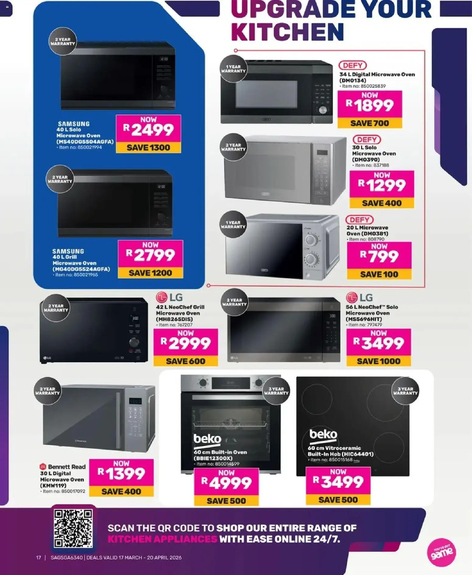 New Game catalogue – valid from 17.03.2026 | Page: 17 | Products: Oven, Hob, Microwave oven, Grill