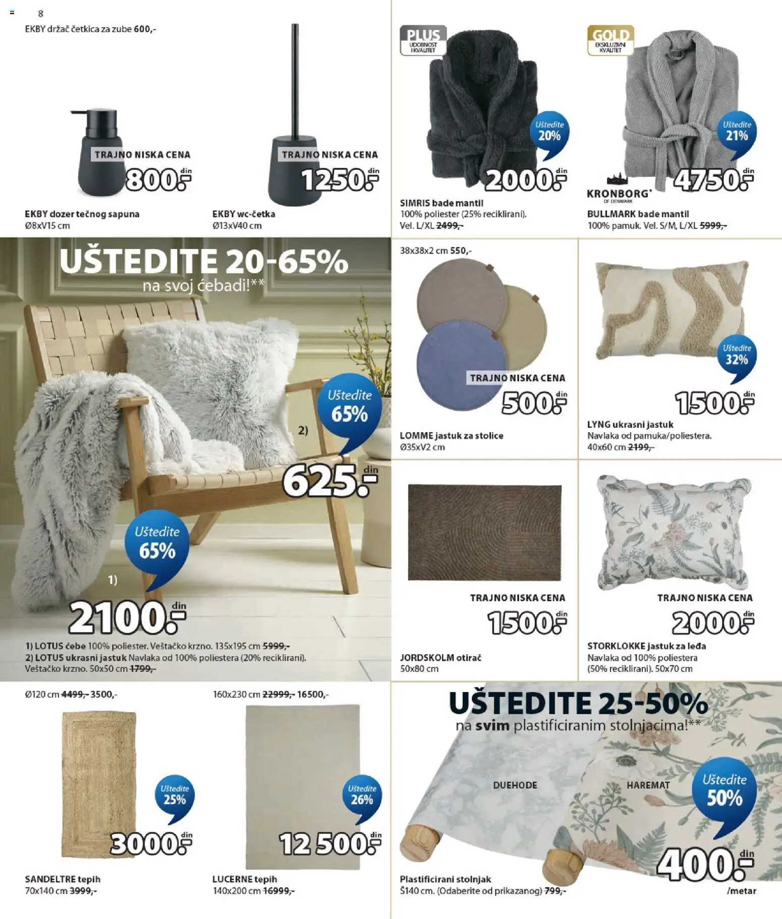 Jysk katalog - važi od 17.06.2026 | Strana: 8 | Proizvode: Tepih, Otirač, Stolnjak, Bade mantil