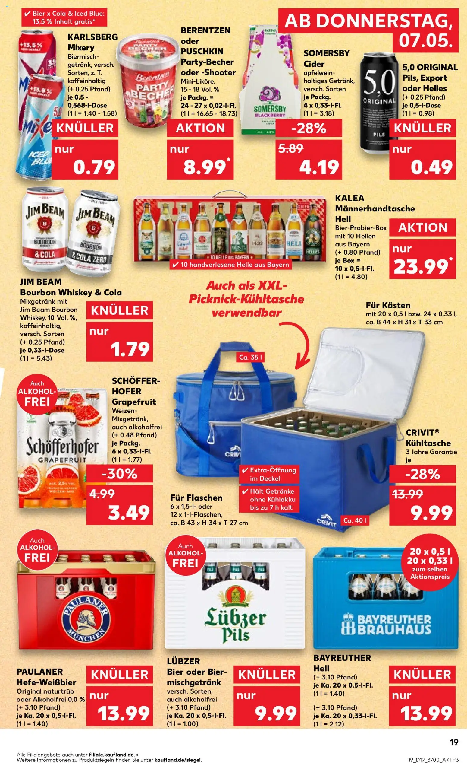 Kaufland Prospekt Rostock	 – gültig ab 07.05.2026 | Seite: 19 | Produkte: Cola, Pils, Bourbon, Berentzen