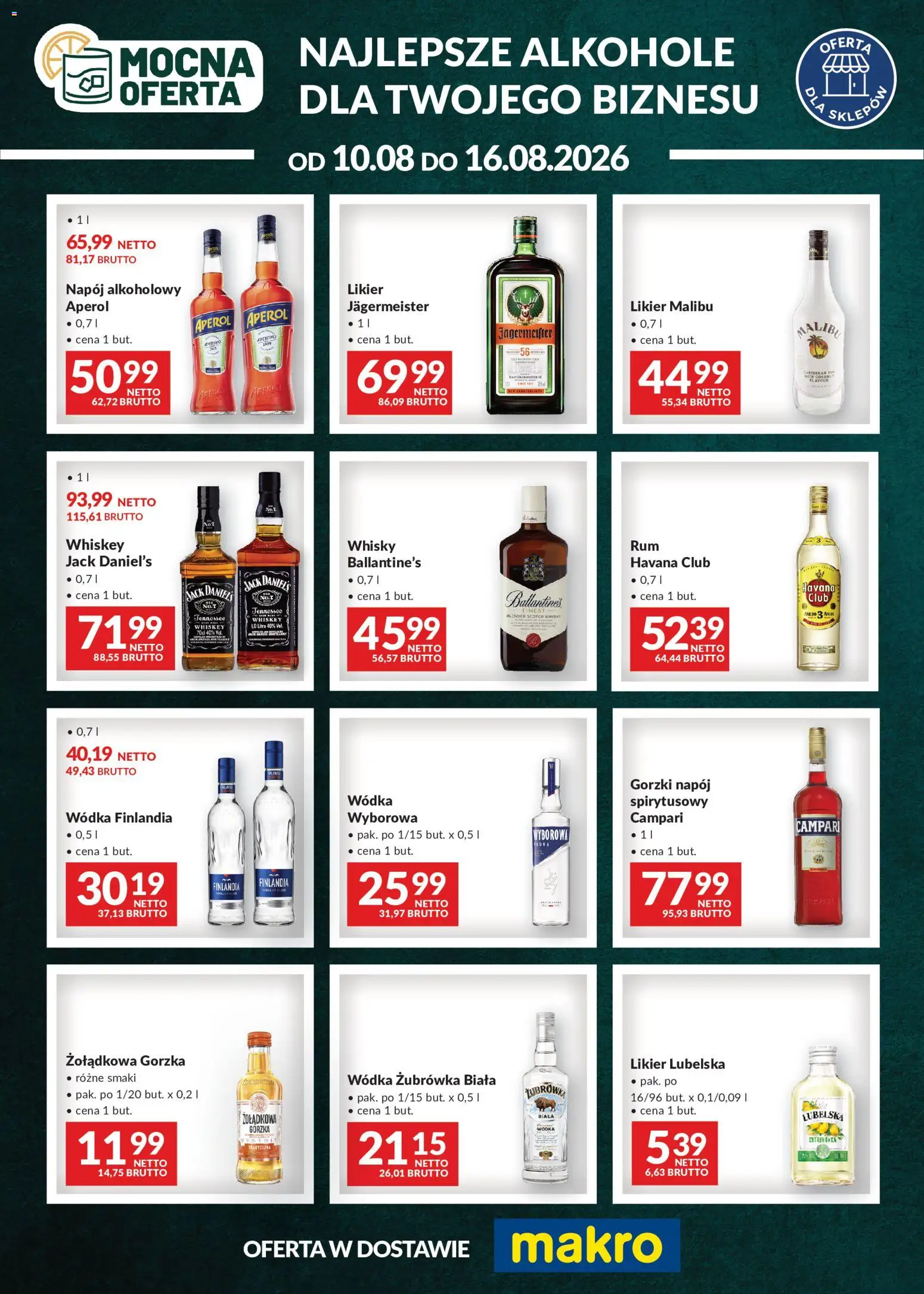 Makro gazetka - Mocna oferta od 10.08.2026 | Strona: 1 | Produkty: Scotch whisky, Jack Daniel's, Jagermeister, Havana Club