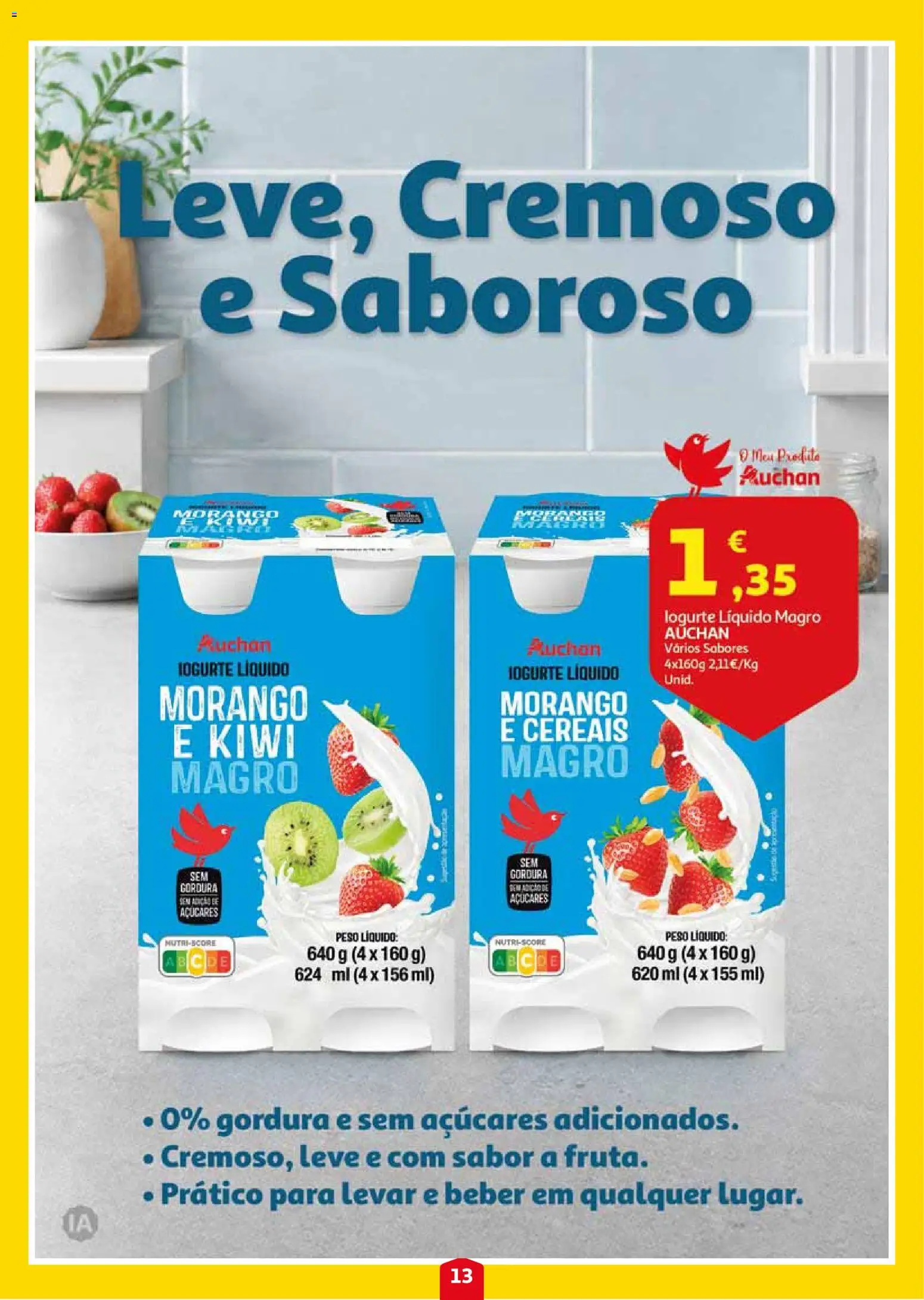 Auchan folheto │ válido de 24/09/2026 | Página: 13 | Produtos: Iogurte, Cereais, Kiwi, Iogurte liquido