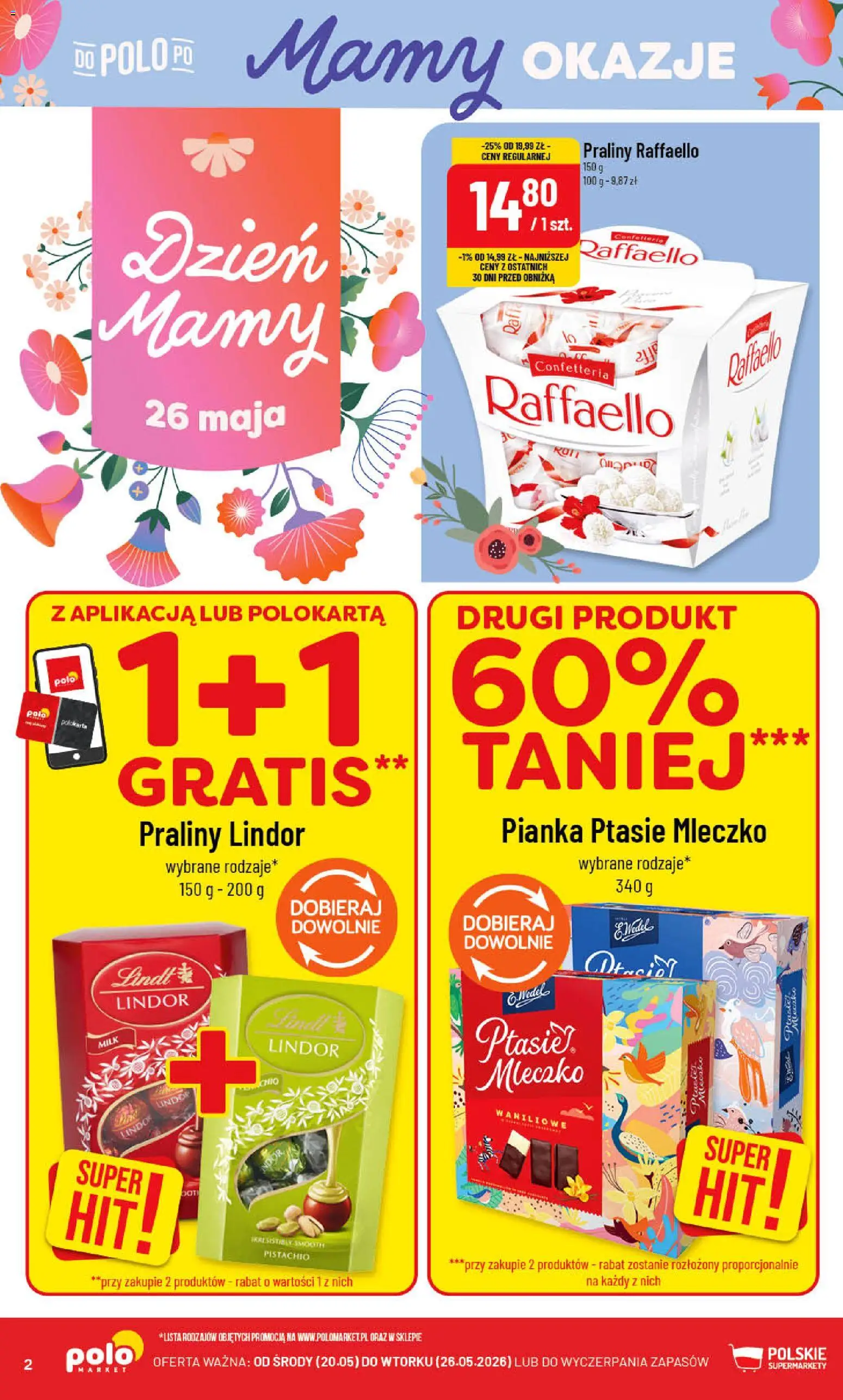 POLOmarket gazetka od 20.05.2026 | Strona: 2 | Produkty: Praliny, Ptasie mleczko