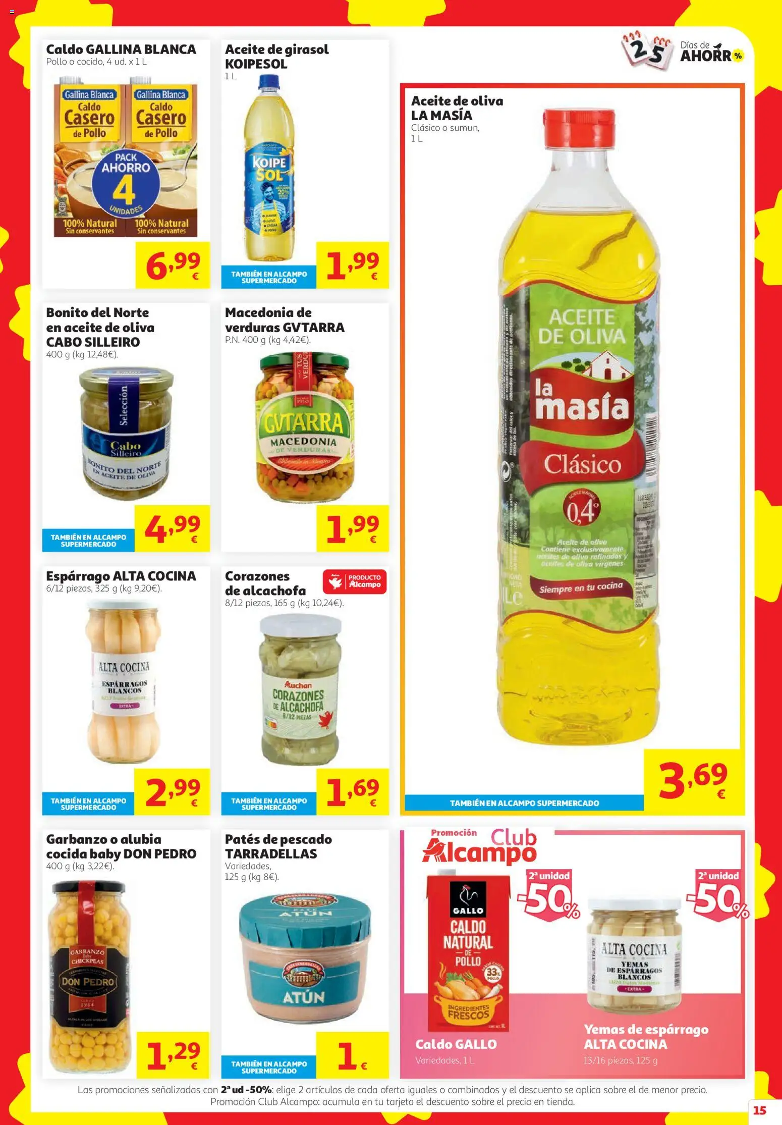 Alcampo HG Ferrol │ válido desde el 08/10/2026 | Página: 15 | Productos: Verduras, Pescado, Aceite de girasol, Cocina