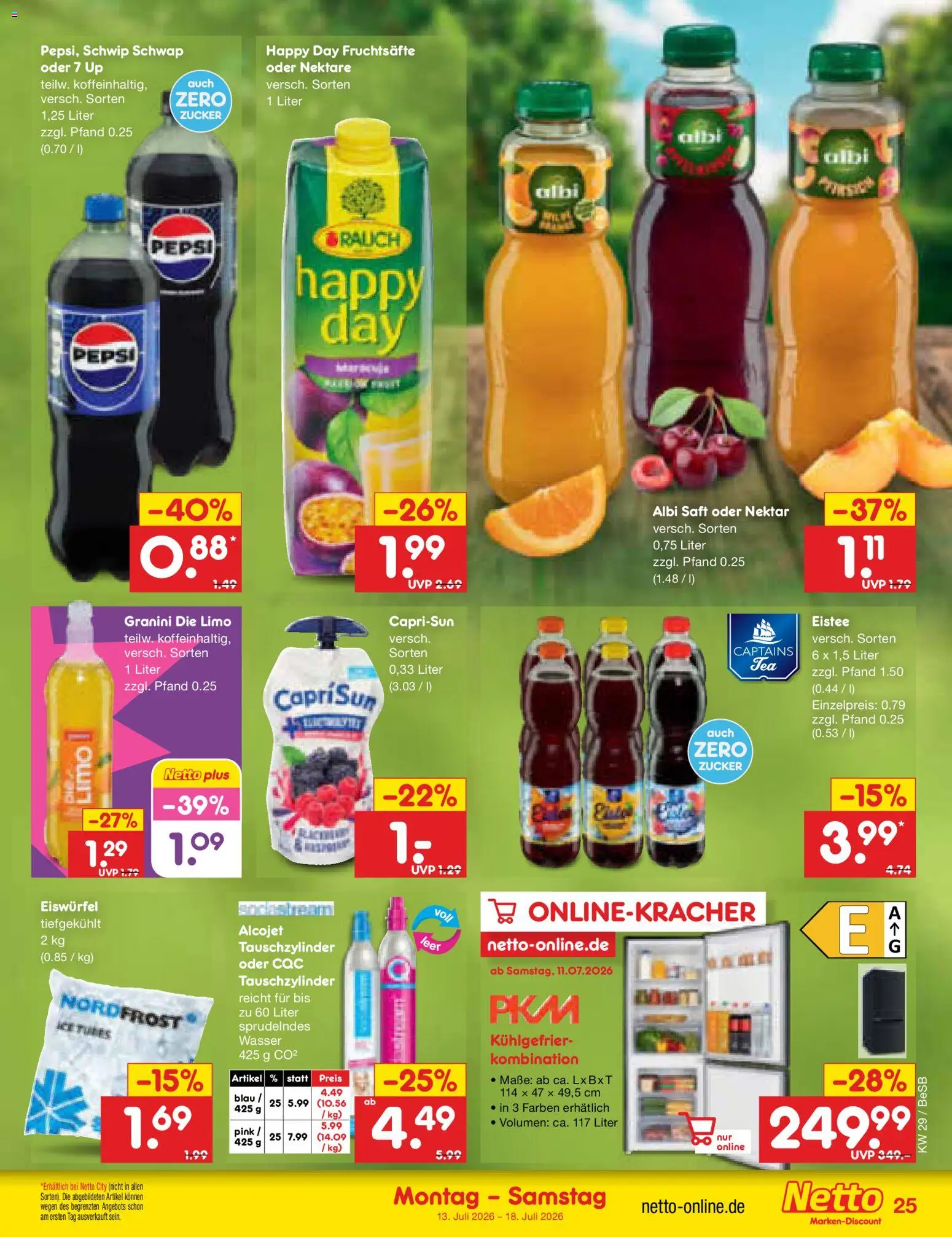 Netto Marken-Discount Prospekt – gültig ab 13.07.2026 | Seite: 33 | Produkte: Schwip schwap, Granini, Pepsi, Saft