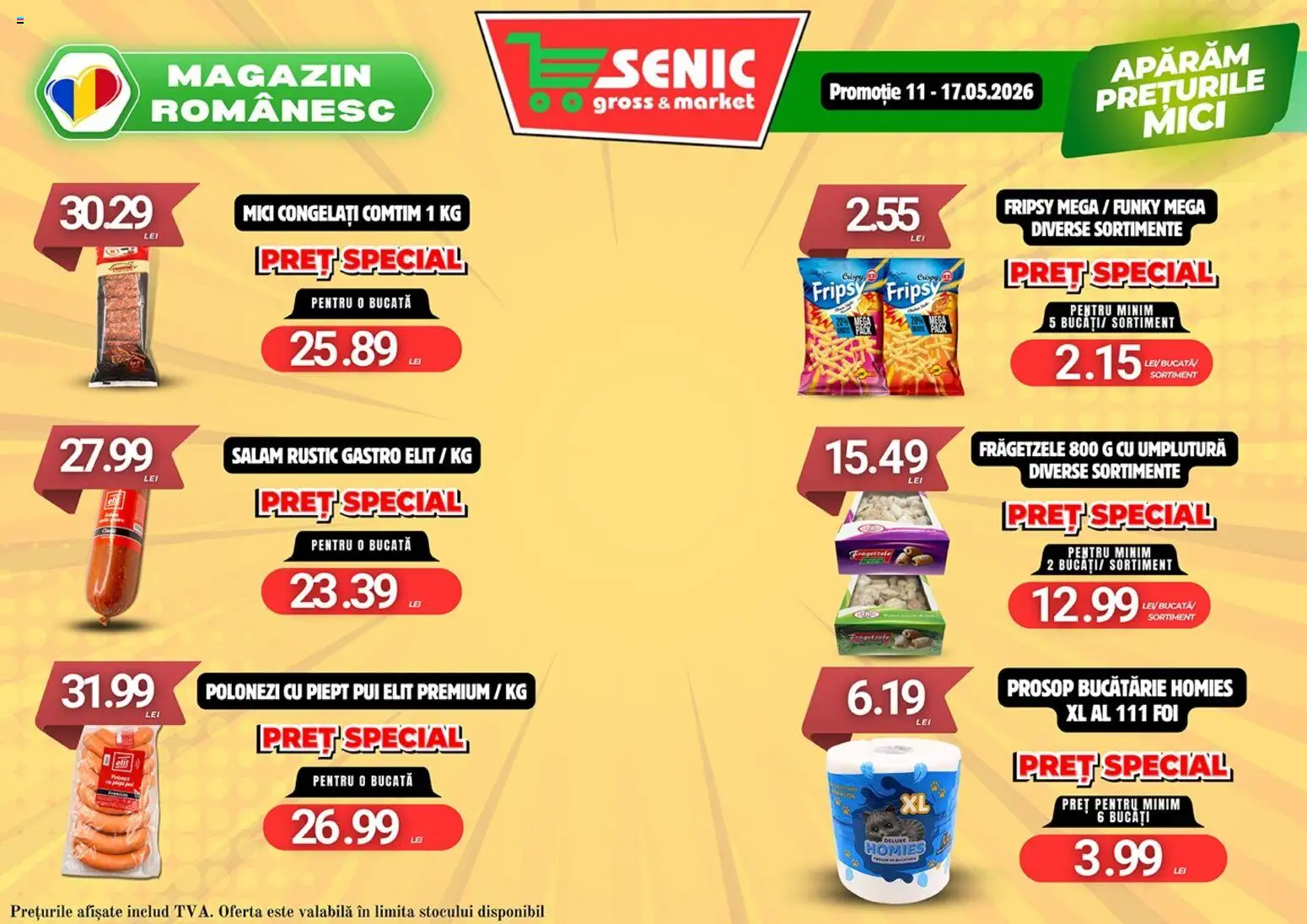 Noul catalog Senic – valabil de la 11.05.2026 | Pagină: 5 | Produse: Bucătărie, Hacıyatmaz Kedi Oyuncağı, Mici, Salam