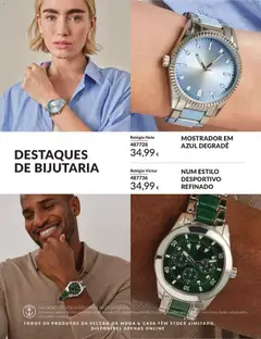 Pré-visualização Relógio Nola, A silver-toned watch with a gradient blue dial and light blue accents on the strap. válido de 01.06.2026 | Página: 196 | Produtos: Relógio