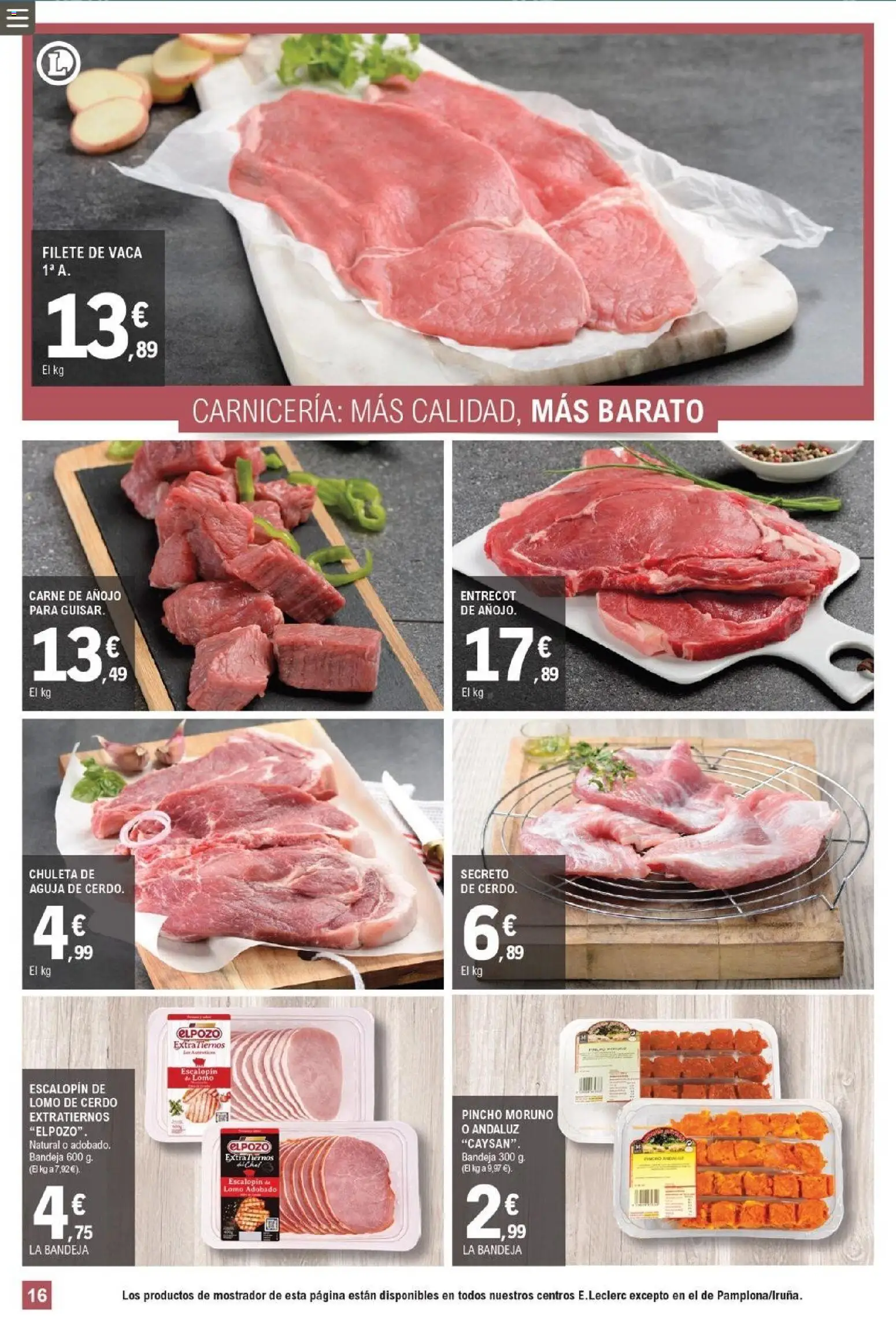 E.Leclerc folleto │ válido desde el 20.05.2026 | Página: 16 | Productos: Cerdo, Filete, Bandeja