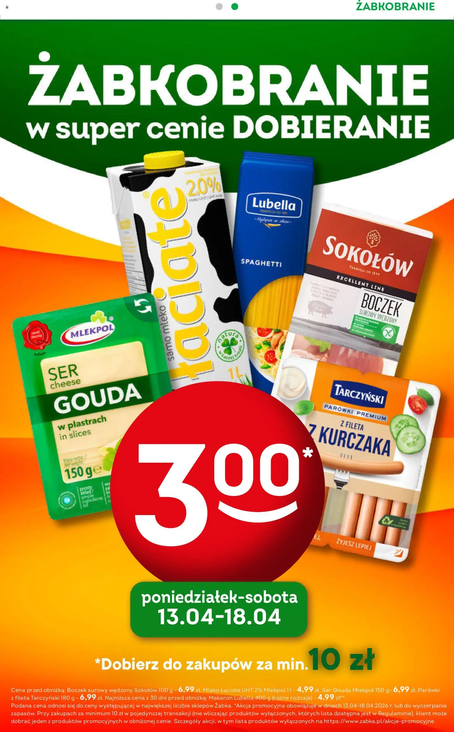 Żabka gazetka - Codzienne produkty od 08.04.2026 | Strona: 3 | Produkty: Mleko, Ser, Makaron, Ser gouda