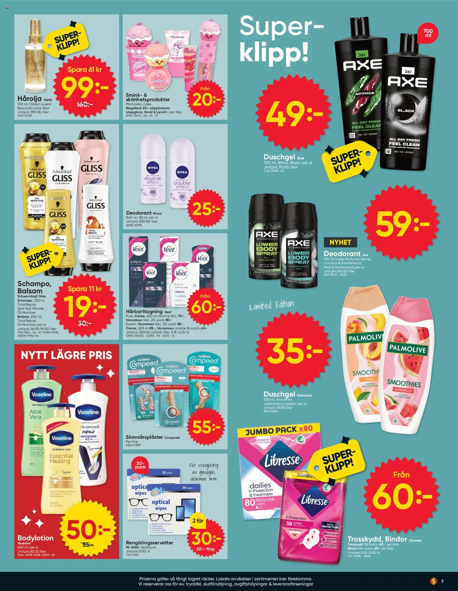 Dollar Store reklamblad aktuell från 15.06.2026 | Sida: 7 | Produkter: Trosskydd, Vaseline, Smink, Deodorant