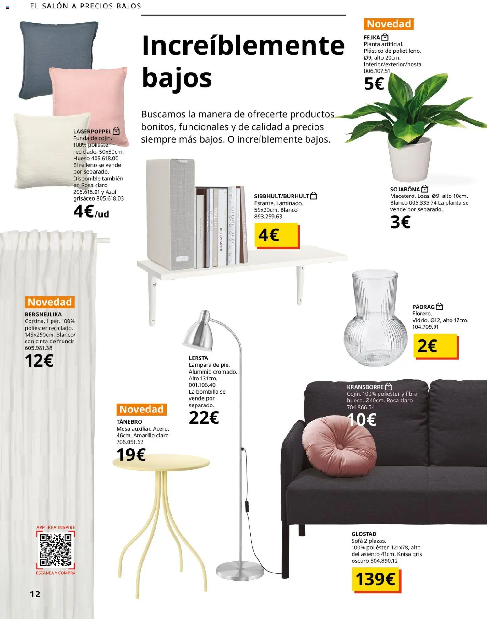 IKEA - Precios bajos │ válido desde el 13.04.2026 | Página: 12 | Productos: Bombilla, Sofá, Mesa, Lámpara