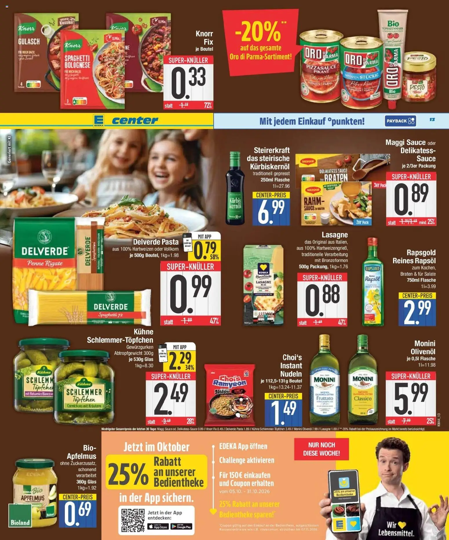 E center Prospekt München (ab 26.10.2026) zum Blättern | Seite: 13 | Produkte: Spaghetti, Lasagne, Knorr, Gulasch