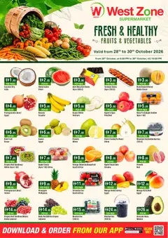 Preview of Westzone Supermarket Fresh & Healthy valid from 28 Oct, 2026 | Page: 2 | Products: Dates, Banana, Kiwi, Vegetables