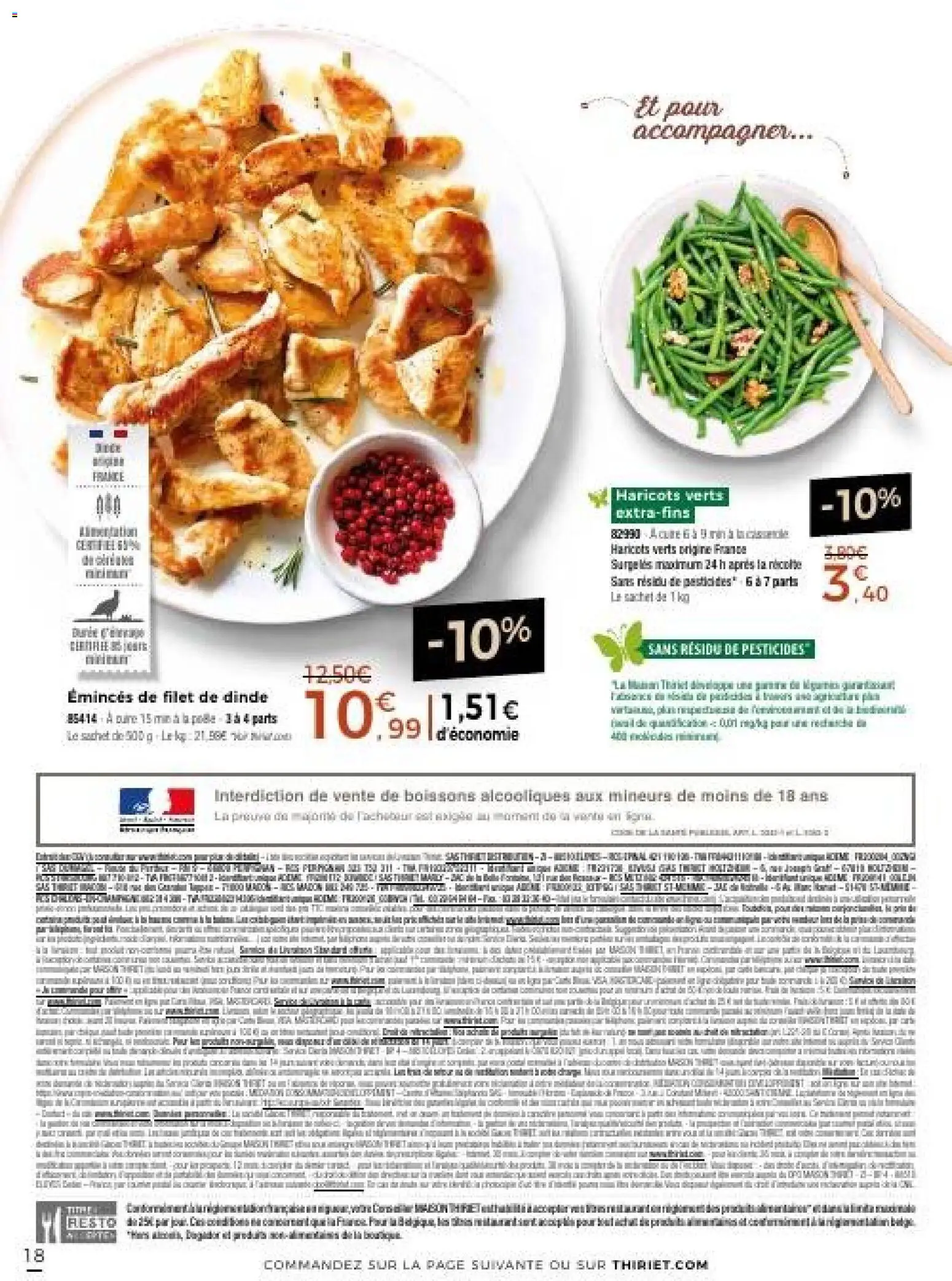 {H1} | Page: 18 | Produits: Filet de dinde, Boissons, Haricots verts, Haricots