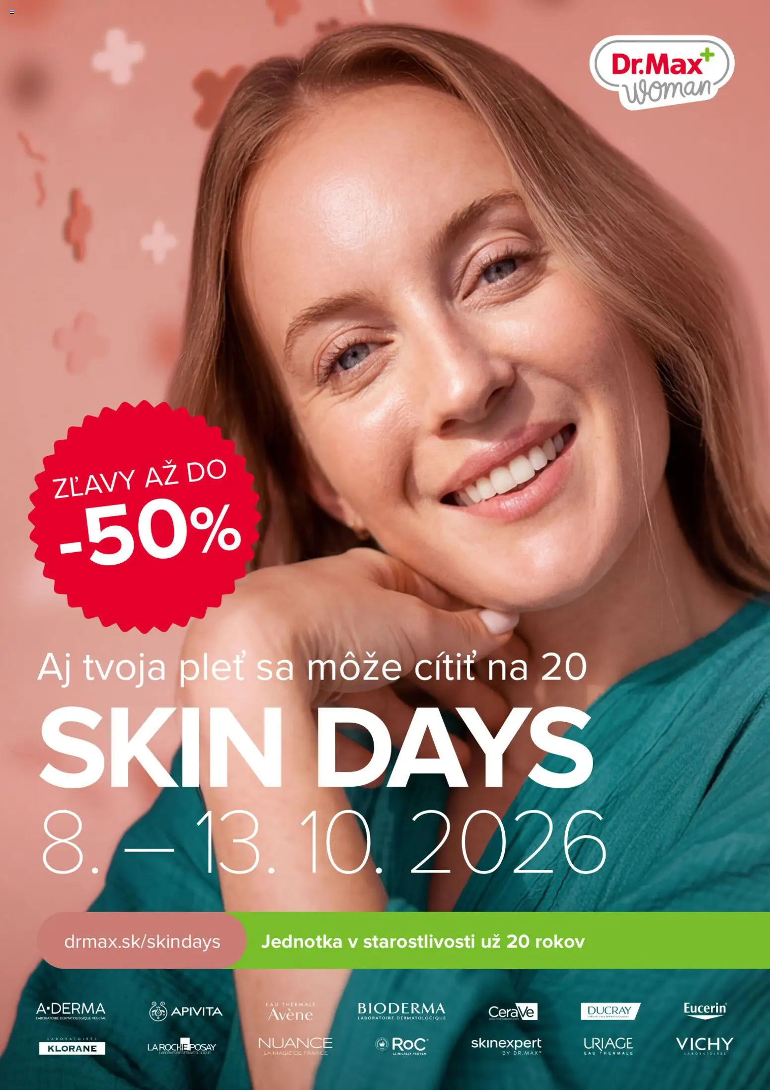 Nové Dr. Max akcie – leták je platný od 08.10.2026 | Strana: 1 | Produkty: Vichy, Avene, Bioderma, CeraVe