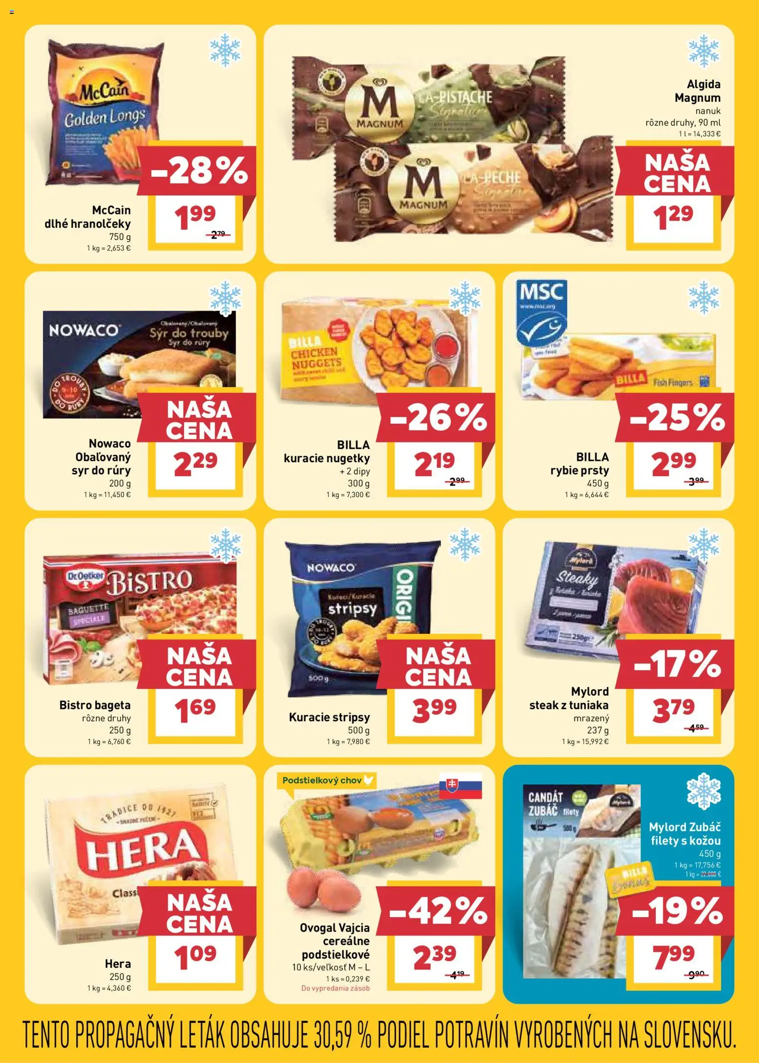 Nové Billa akcie – leták je platný od 12.08.2026 | Strana: 11 | Produkty: Obaľovaný syr, Magnum, Kuracie stripsy, Hera