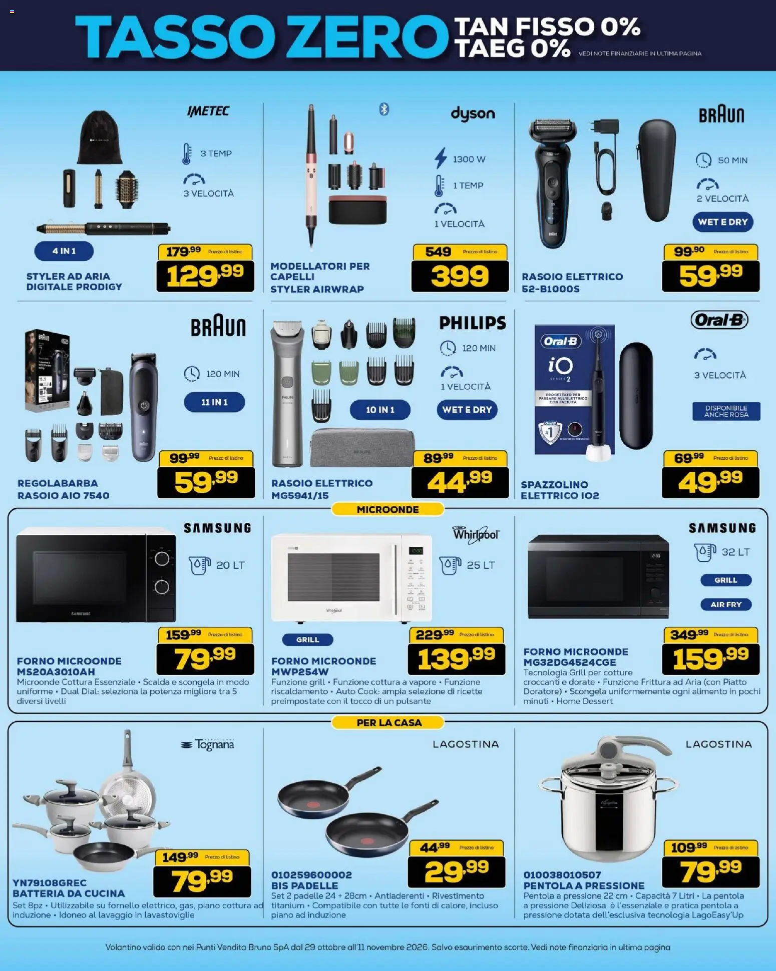 Volantino BRUNO del 29/10/2026 | Pagina: 28 | Prodotti: Microonde, Rasoio elettrico, Fornello, Samsung