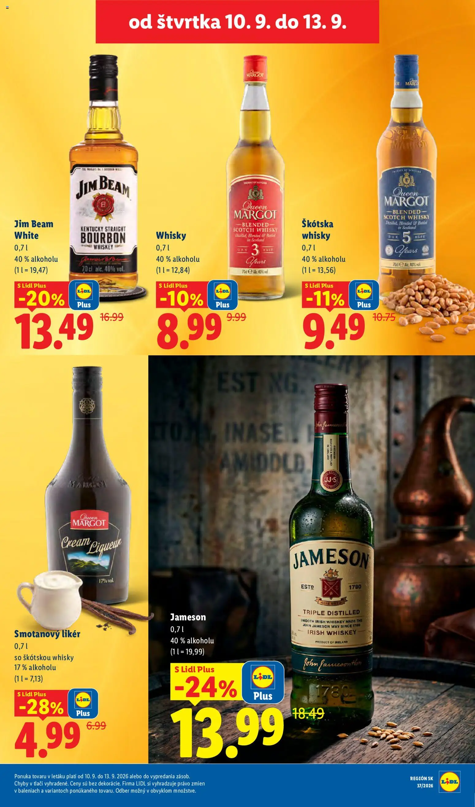 Nové Lidl akcie – leták je platný od 07.09.2026 | Strana: 71 | Produkty: Jameson, Jim Beam, Bourbon, Whisky