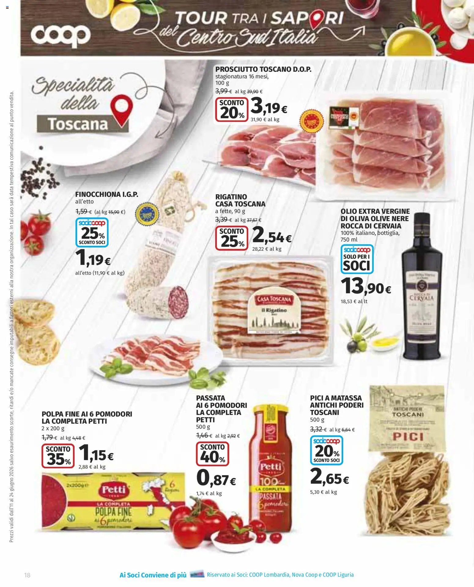 Volantino COOP del 11.06.2026 | Pagina: 18 | Prodotti: Olio, Olive, Pomodori, Olio extra vergine