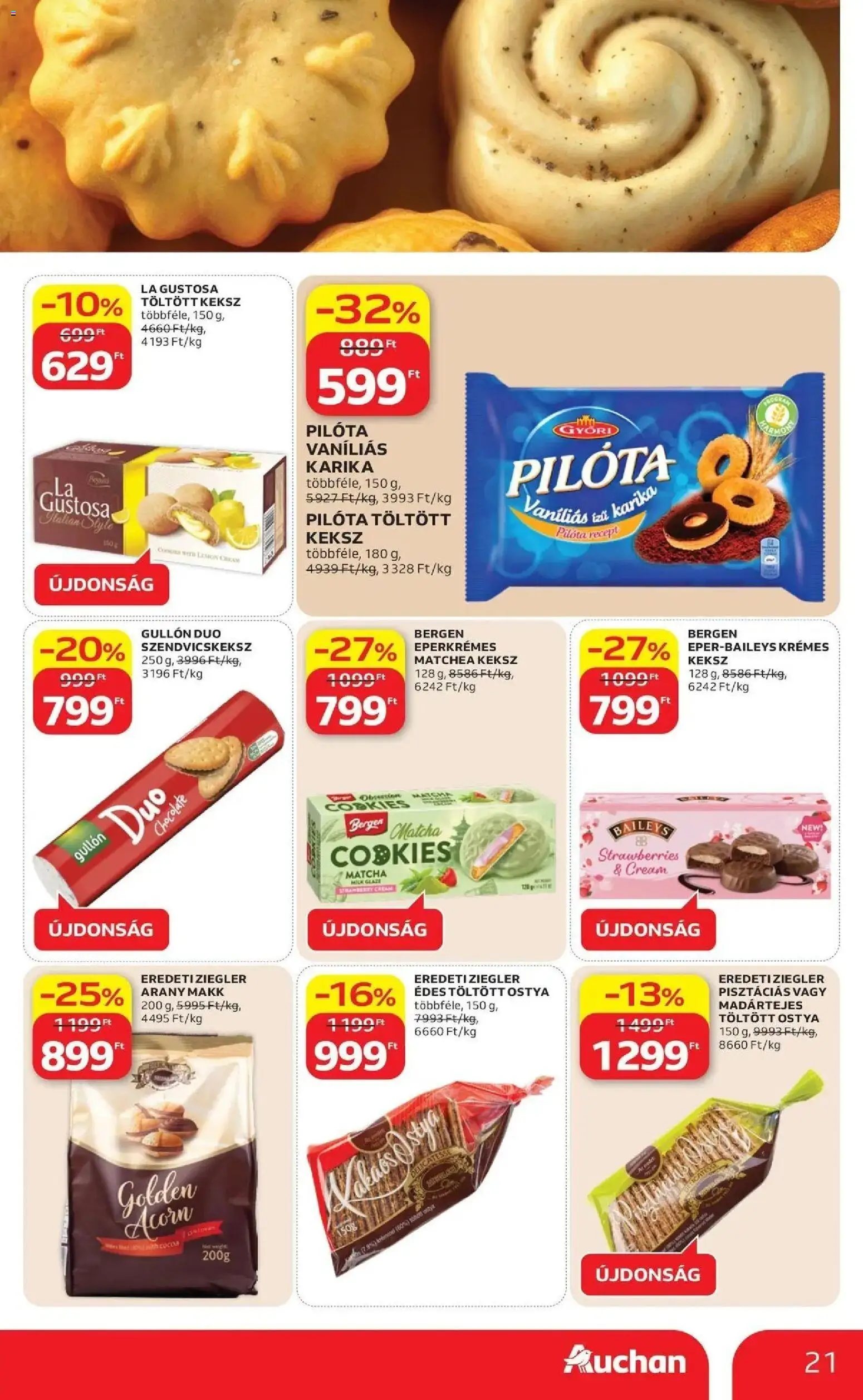 Auchan akciós ujság - amely érvényes a következő dátumtól: 09.04.2026 | Oldal: 21 | Termékek: Keksz