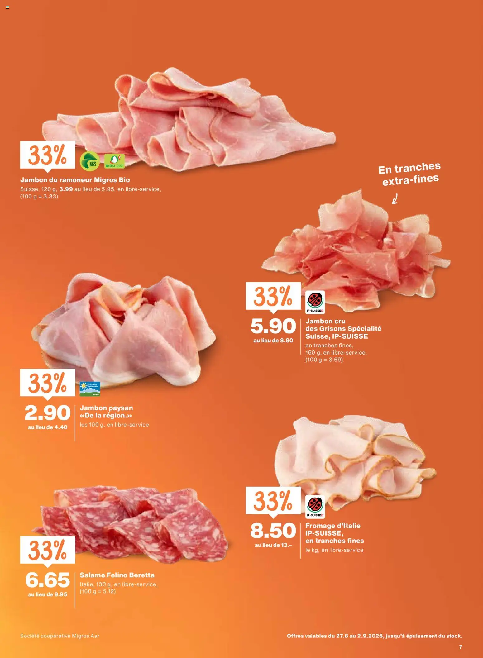 Migros aktionen FR – gültig ab 27.08.2026 | Seite: 7 | Produkte: Salami