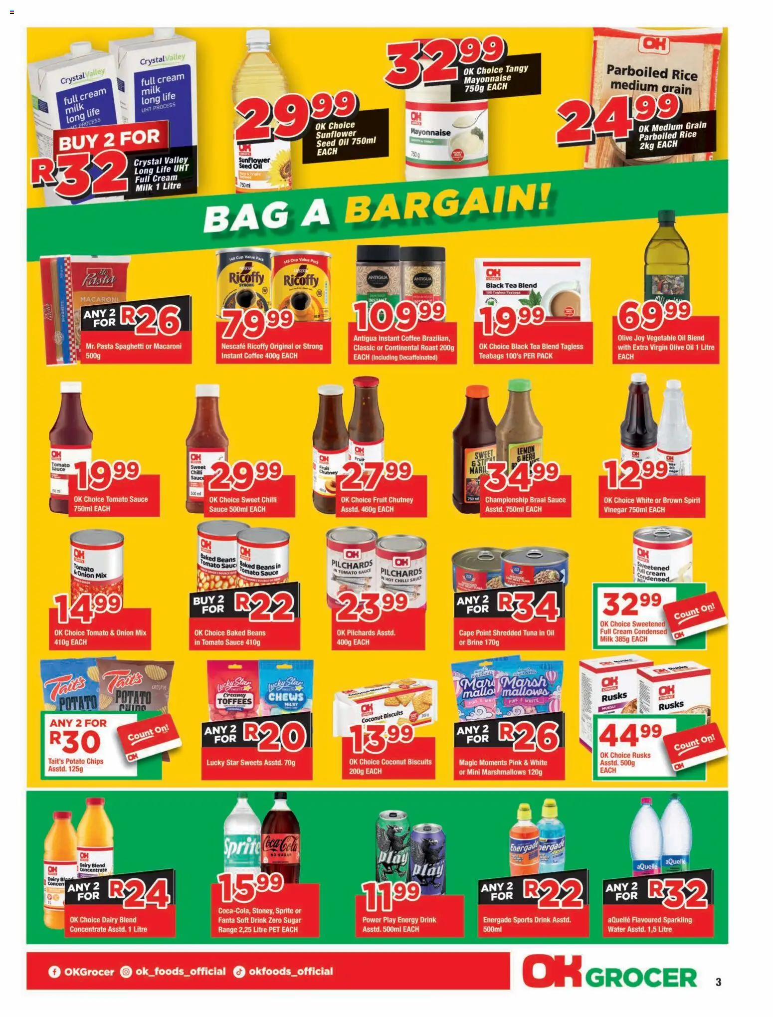 New OK Foods catalogue – valid from 14/10/2026 | Page: 3 | Products: Baked beans, Fanta, Sauce, Sports drink