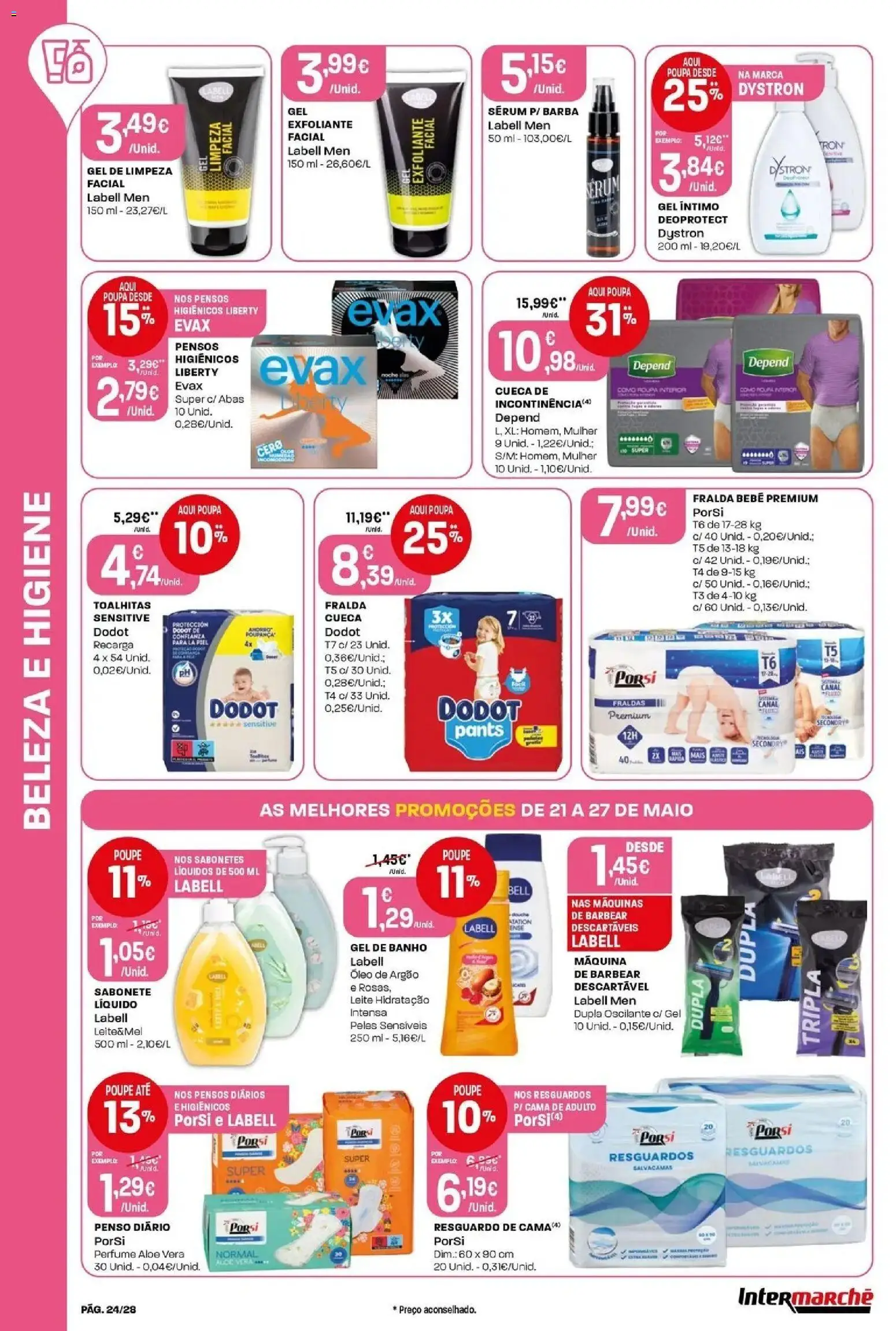 Intermarché - Isto é que são preços BAIXOS │ válido de 21.05.2026 | Página: 24 | Produtos: Perfume, Sabonete, Óleo, Gel de limpeza