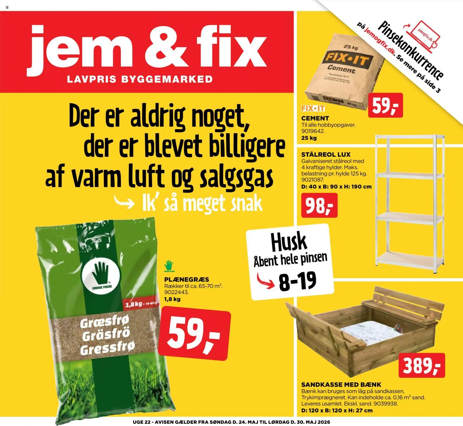 Jem & fix tilbudsavis – gyldig fra 24.05.2026 | Side: 1 | Produkter: Hylde, Søm, Bænk