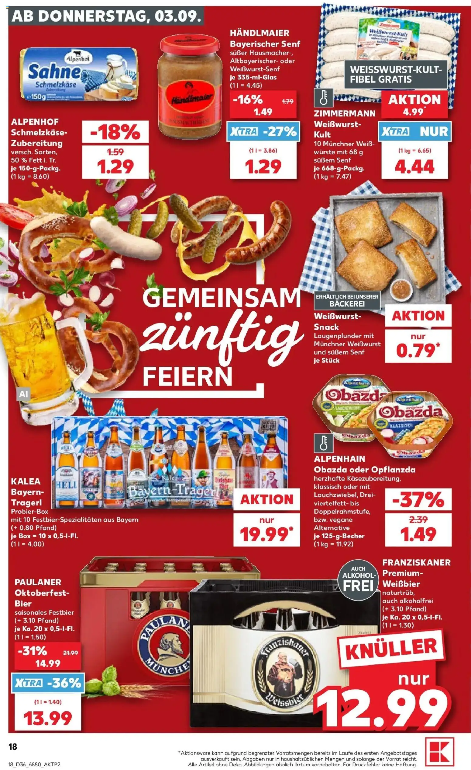 Prospekt Kaufland ab 31.08.2026 » Angebote Online zum Blättern | Seite: 27 | Produkte: Weißwurst, Alkohol, Sahne, Paulaner
