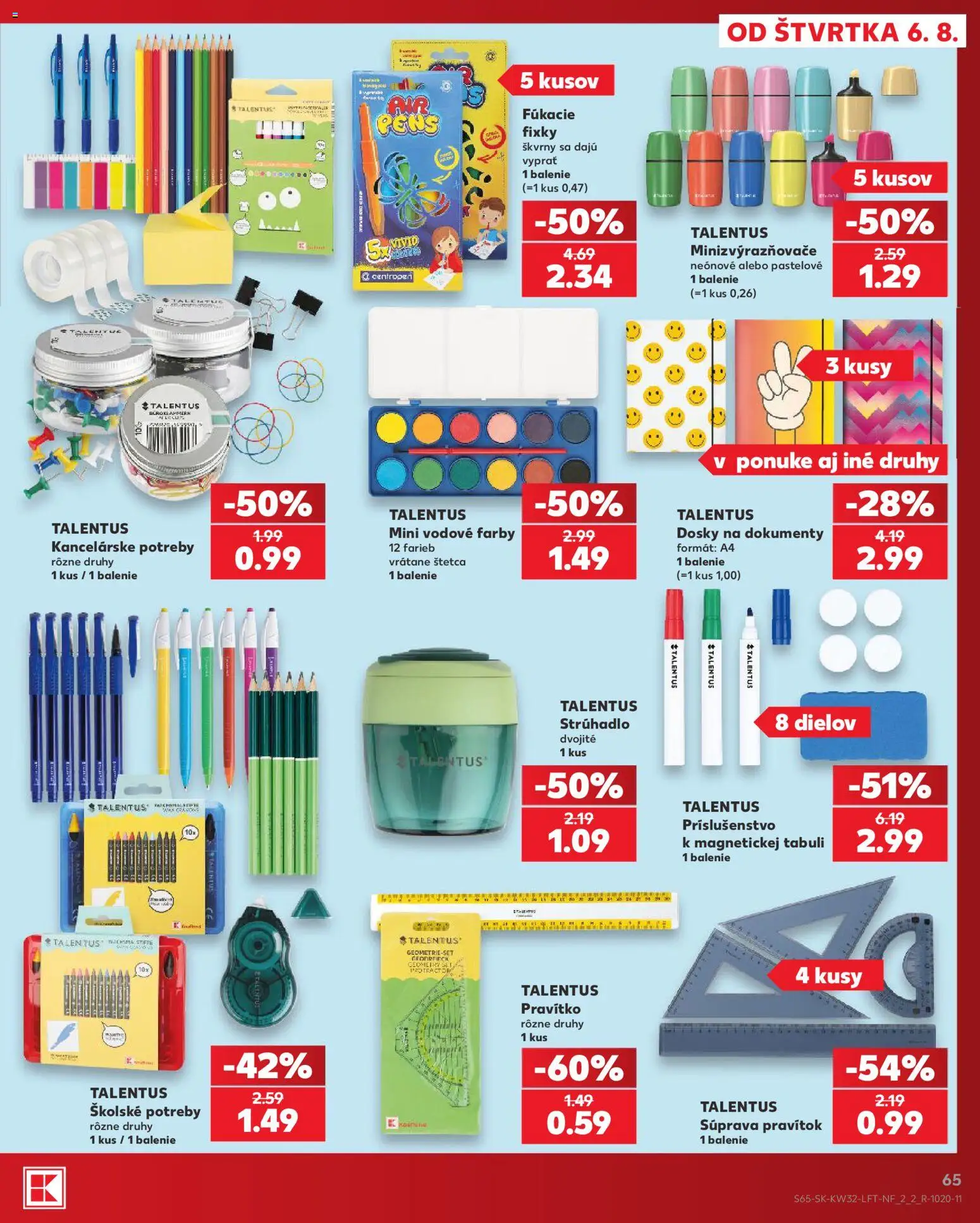Nové Kaufland akcie – leták je platný od 06.08.2026 | Strana: 65 | Produkty: Strúhadlo, Fixky