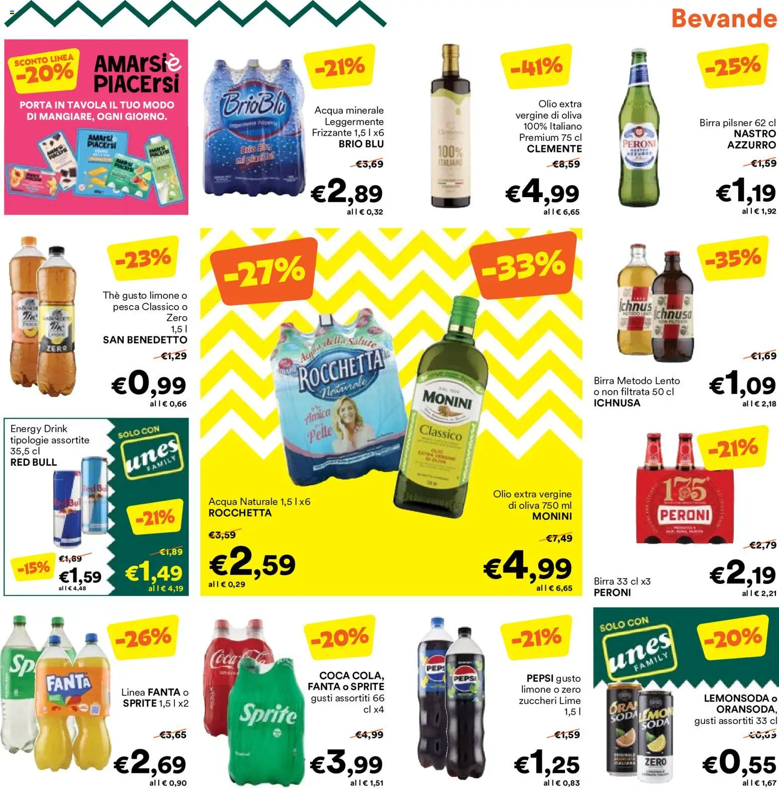Volantino Unes del 19/10/2026 | Pagina: 9 | Prodotti: Bevande, Pesca, Olio extra vergine, Sprite