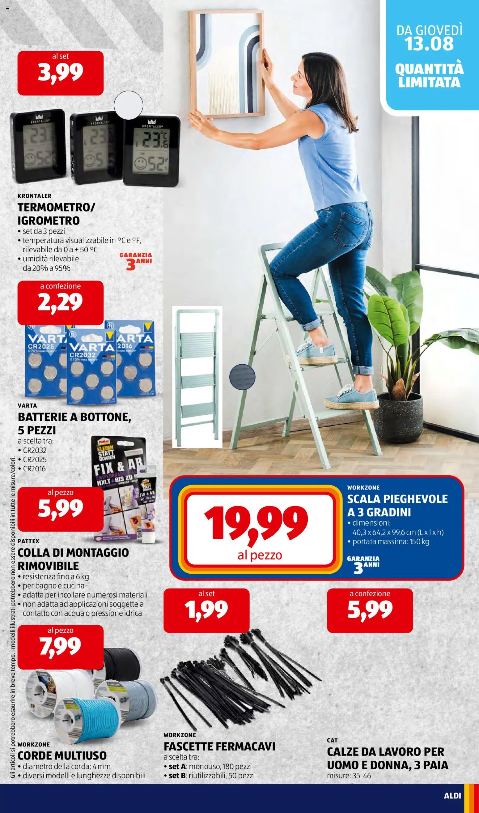 Volantino Aldi del 10/08/2026 | Pagina: 31 | Prodotti: Scala, Fascette, Bagno, Batterie